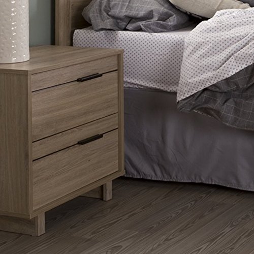 South Shore Primo 5-Drawer Dresser & Fynn 2-Drawer Nightstand Set in Rustic Oak with Nickel Finish Handles - Perfect for Bedroom Furniture and Home Organization