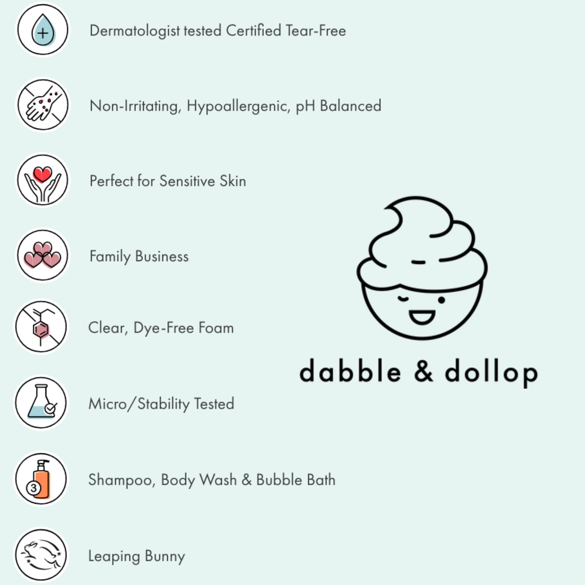 Dabble & Dollop Natural Kids Bubble Bath, Body Wash & Shampoo Set - USA-Made, Vegan, Paraben & Sulfate Free, Gluten-Free, Tear-Free - Honeydew Melon, Vanilla & Coconut Scent (3-Pack) | Gentle Cleansing for Beach Days, Pool Time & Bathtub Fun