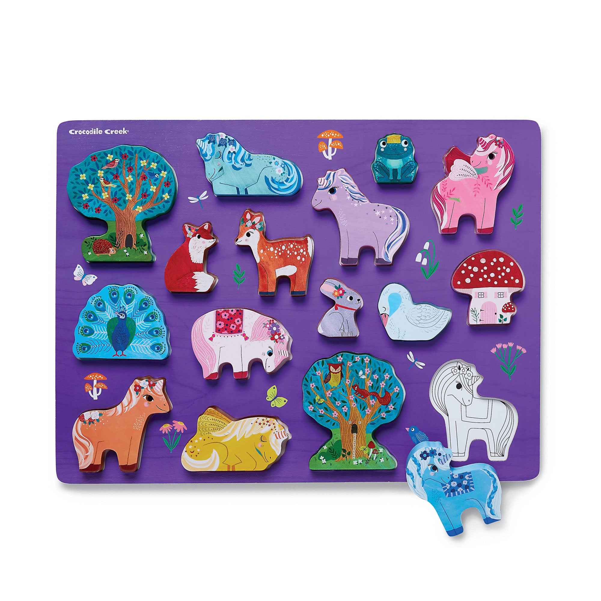16 Piece Wooden Puzzle - Unicorn Garden Fantasy Toy for Kids, Perfect for Birthday Gifts & Educational Playtime Activities