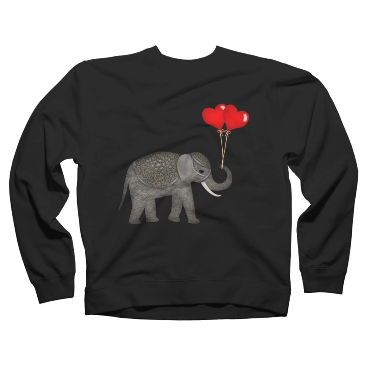 Design By Humans Unisex Elephant with Balloons Graphic Sweatshirt | Cute Animal Print Hoodie for Men & Women | Perfect for Casual Wear, Gifts & Street Fashion