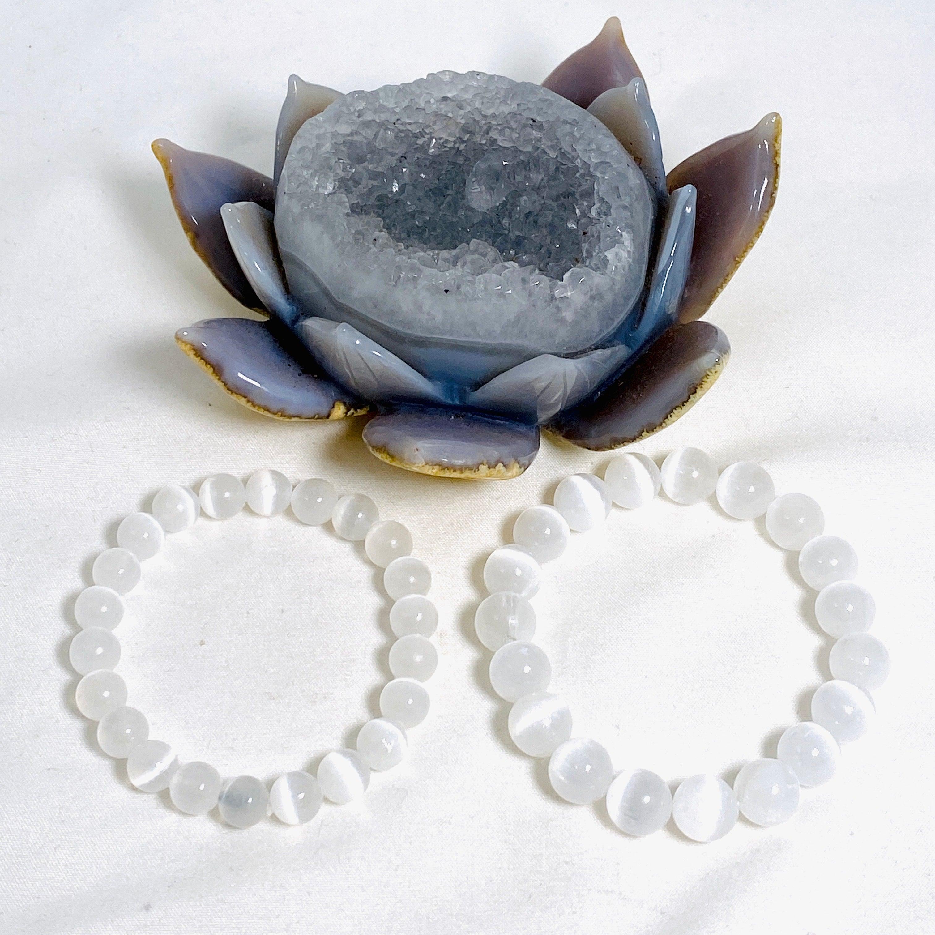 Natural Selenite Healing Crystal Bracelet for Women - Chakra Balancing & Positive Energy - Perfect for Meditation, Yoga & Spiritual Wellness