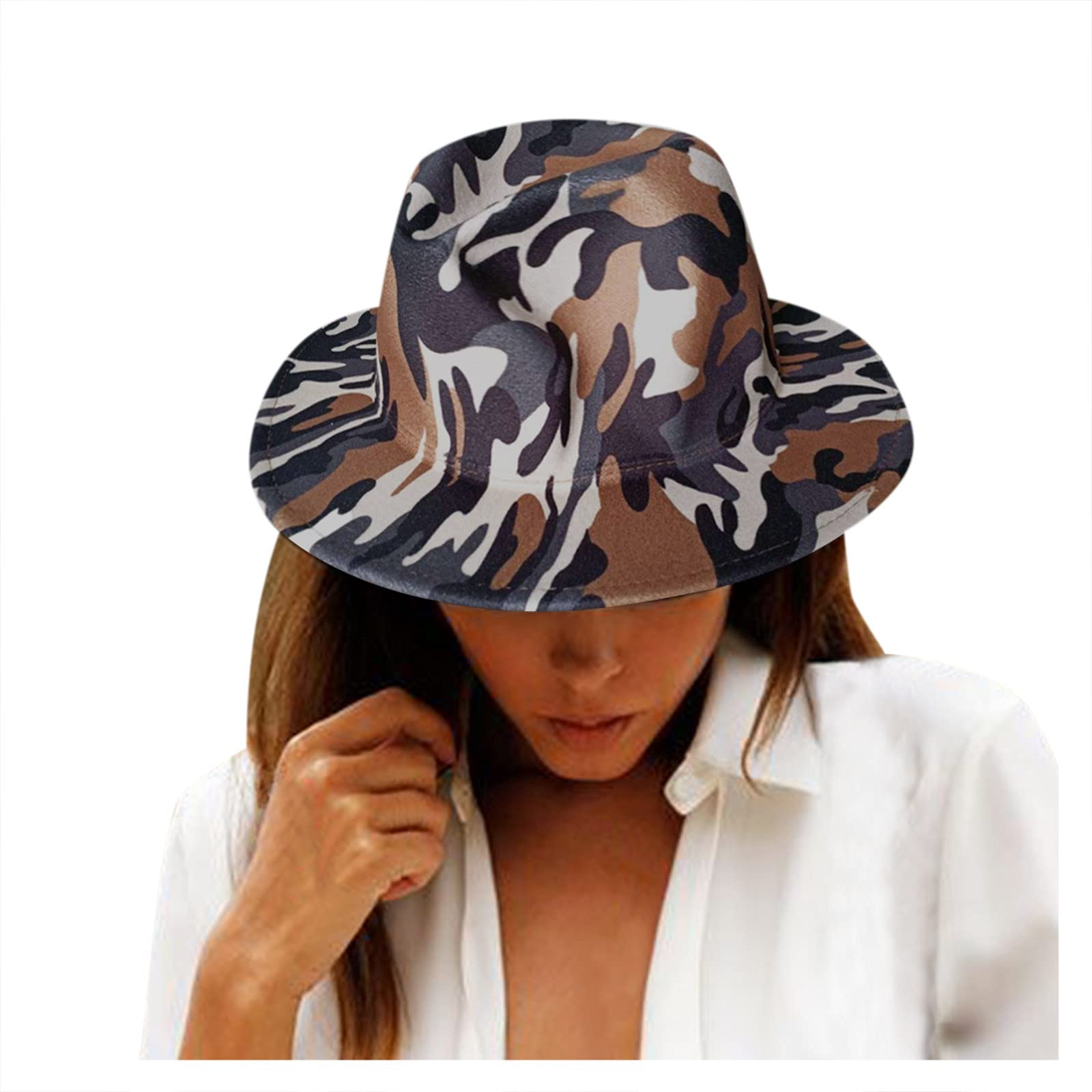 NCWSO Jazz Costumes Printed Camouflage Hat - Wide Brim Baseball Cap for Men & Women - Party, Performance & Outdoor Activities