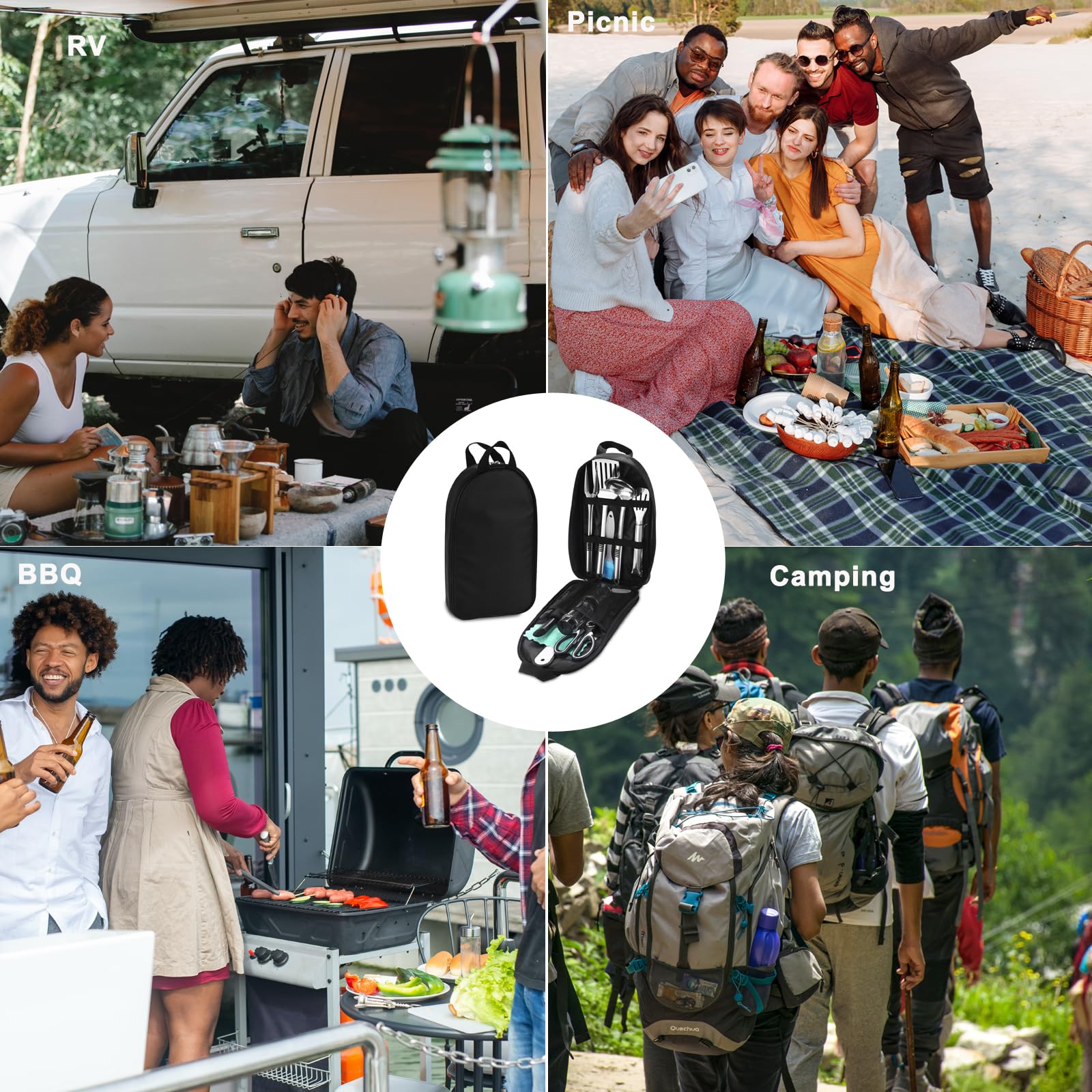 Premium 15-Piece Portable Camping Cookware Set - Lightweight Outdoor Cooking Utensils for Camping, Hiking, RV Trips & Picnics | Compact BBQ Gear for Travel & Backpacking Adventures