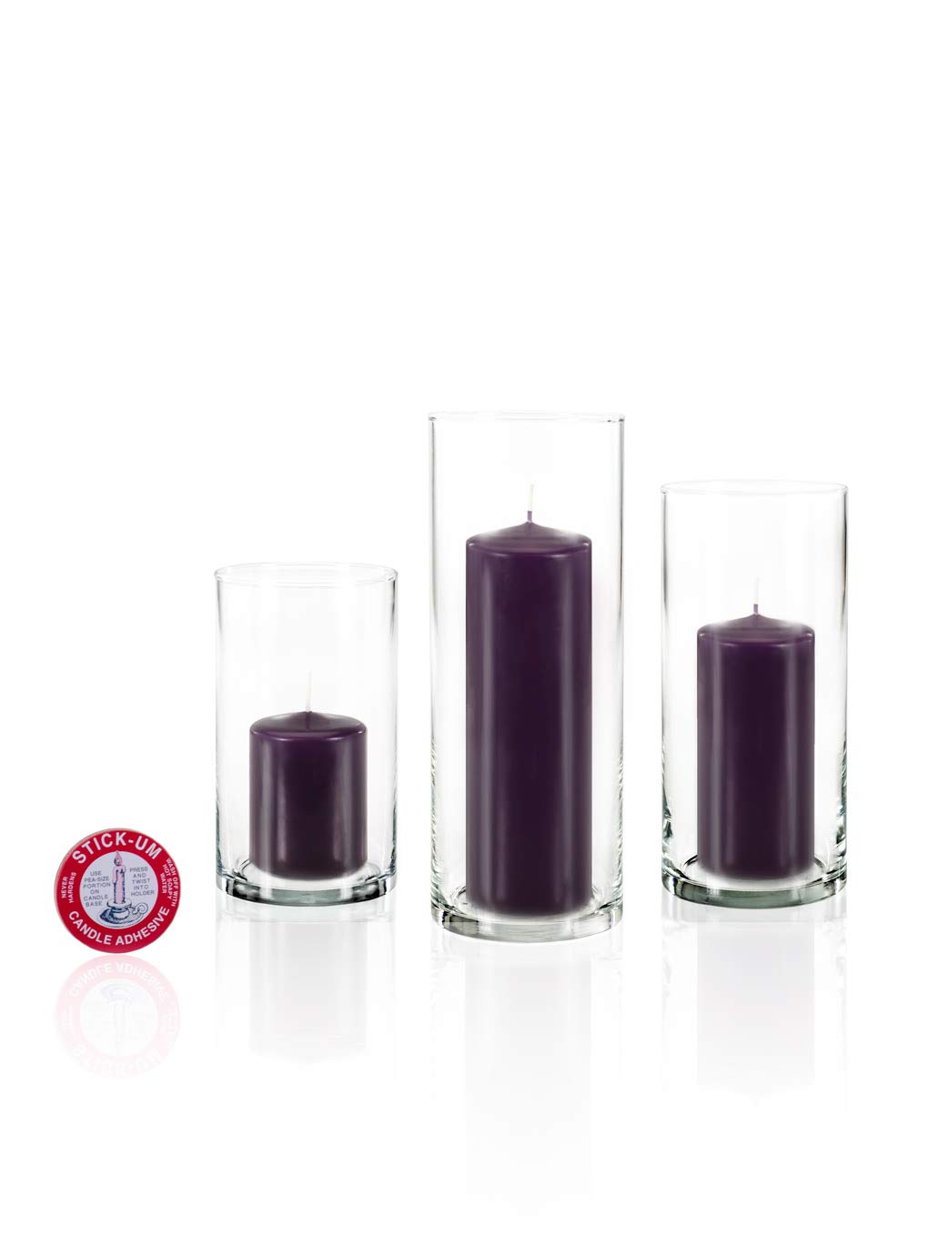 Yummi Set of 12 Slim Pillar and Cylinder Vases in Purple - Elegant Wedding Centerpieces, Home Decor, Floral Arrangements for Parties & Events