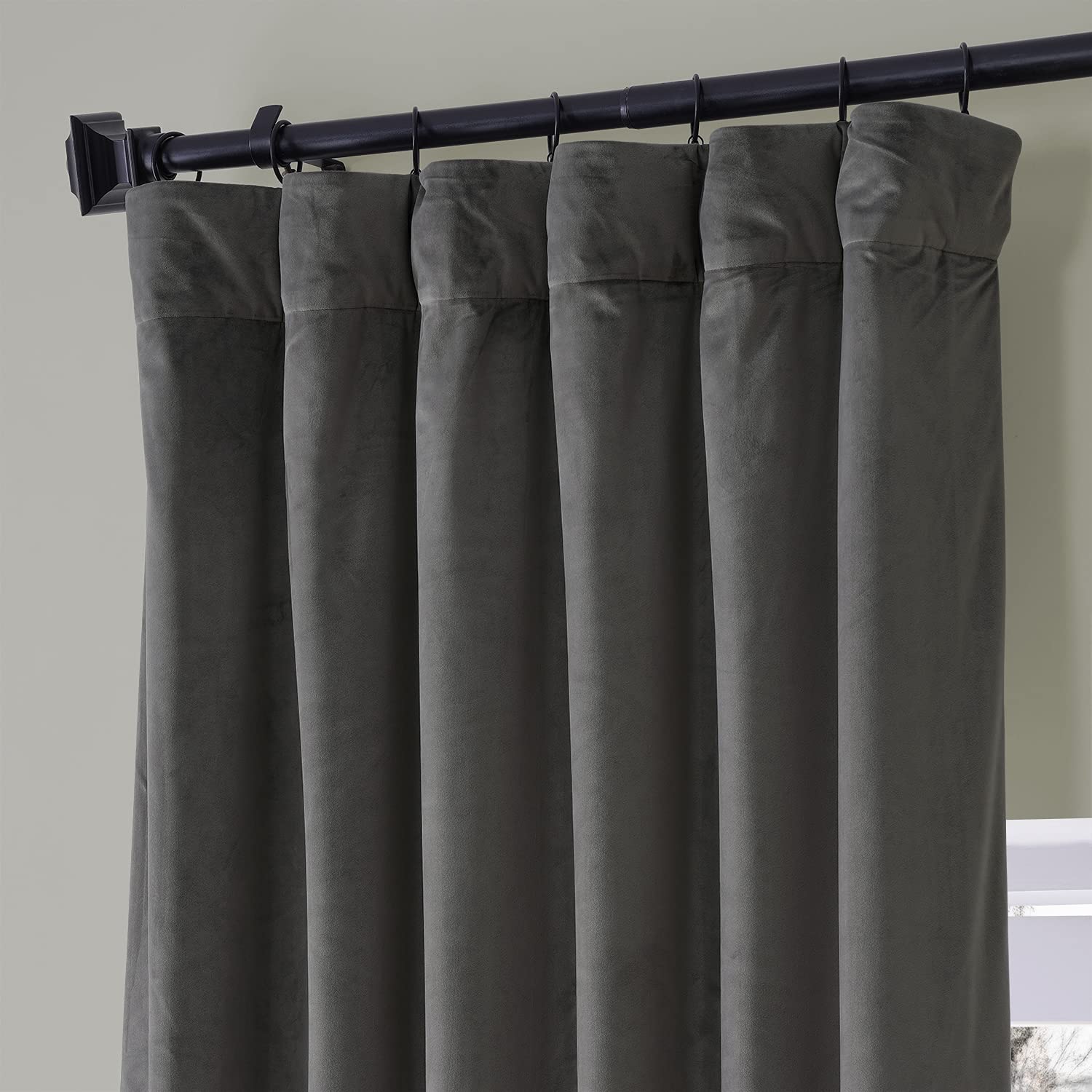 Premium HPD HALF PRICE DRAPES Signature Plush Velvet Blackout Curtains - 50x84 Inch Thermal Insulated Room Darkening Drapes for Bedroom & Living Room (1 Panel, Nightlife Grey) - Perfect for Home Theater, Nursery & Light Sleepers