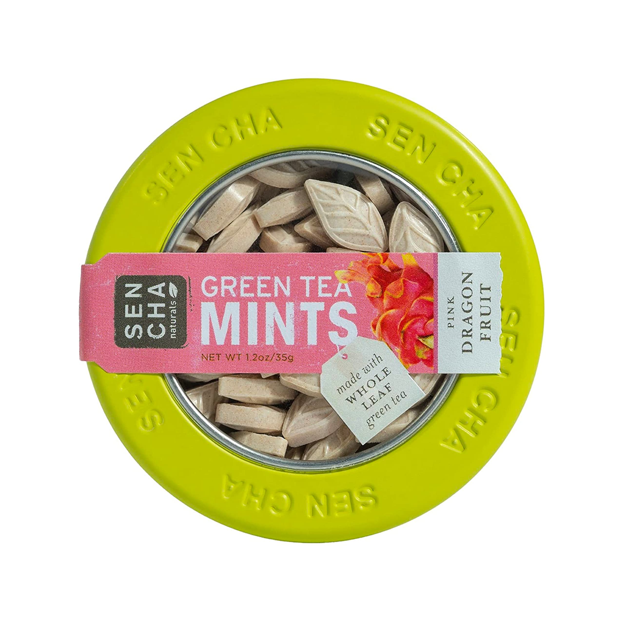 SEN CHA Naturals Green Tea Mints - Pink Dragonfruit Flavor, 1.2oz (Pack of 6) | Refreshing Breath Mints with Antioxidants | Perfect for Travel, Office & After Meals