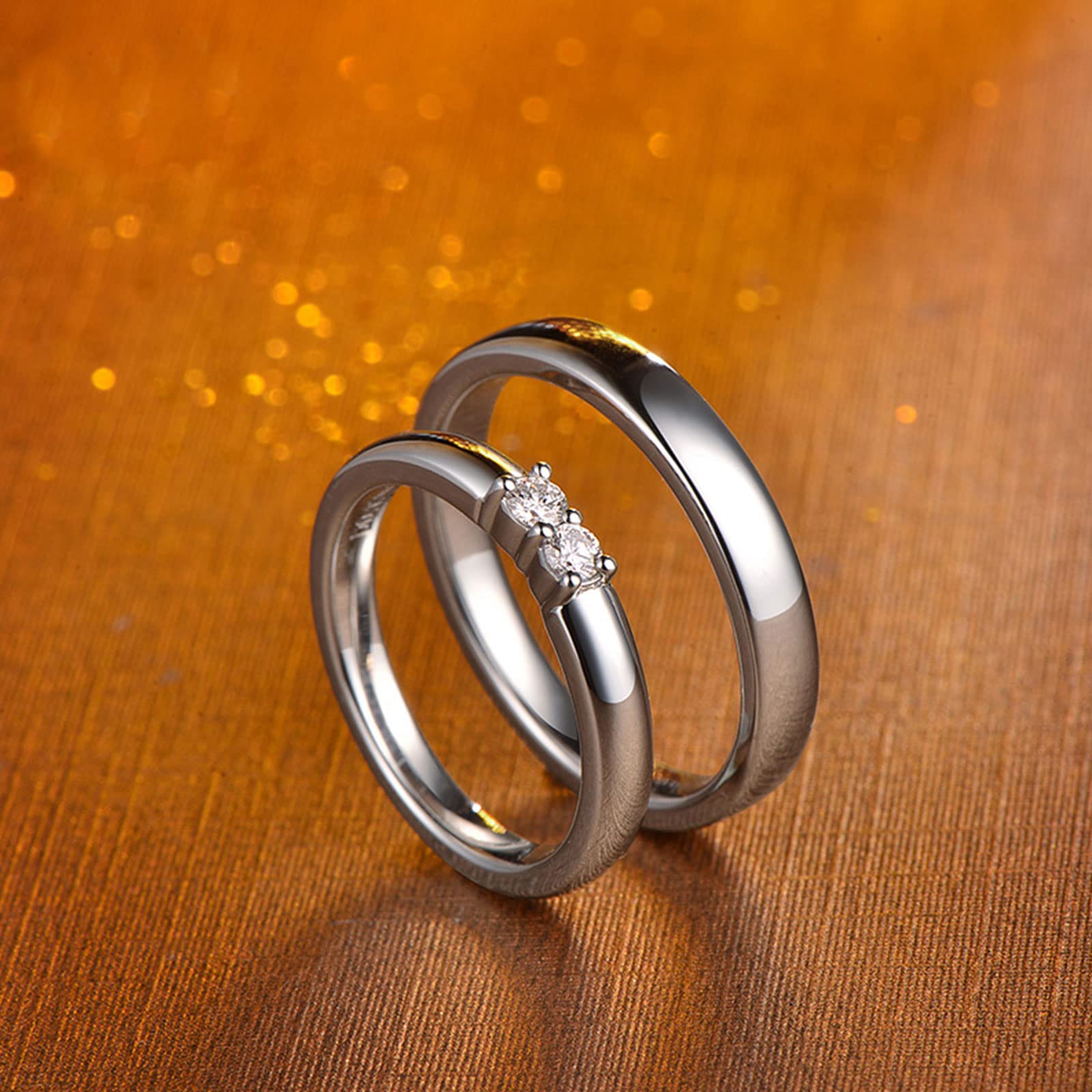 Diamond Matching Couples Rings for Him and Her - Sterling Silver/10K/14K/18K Wedding Promise Rings with Free Engraving | Perfect for Anniversaries, Engagements & Romantic Gifts