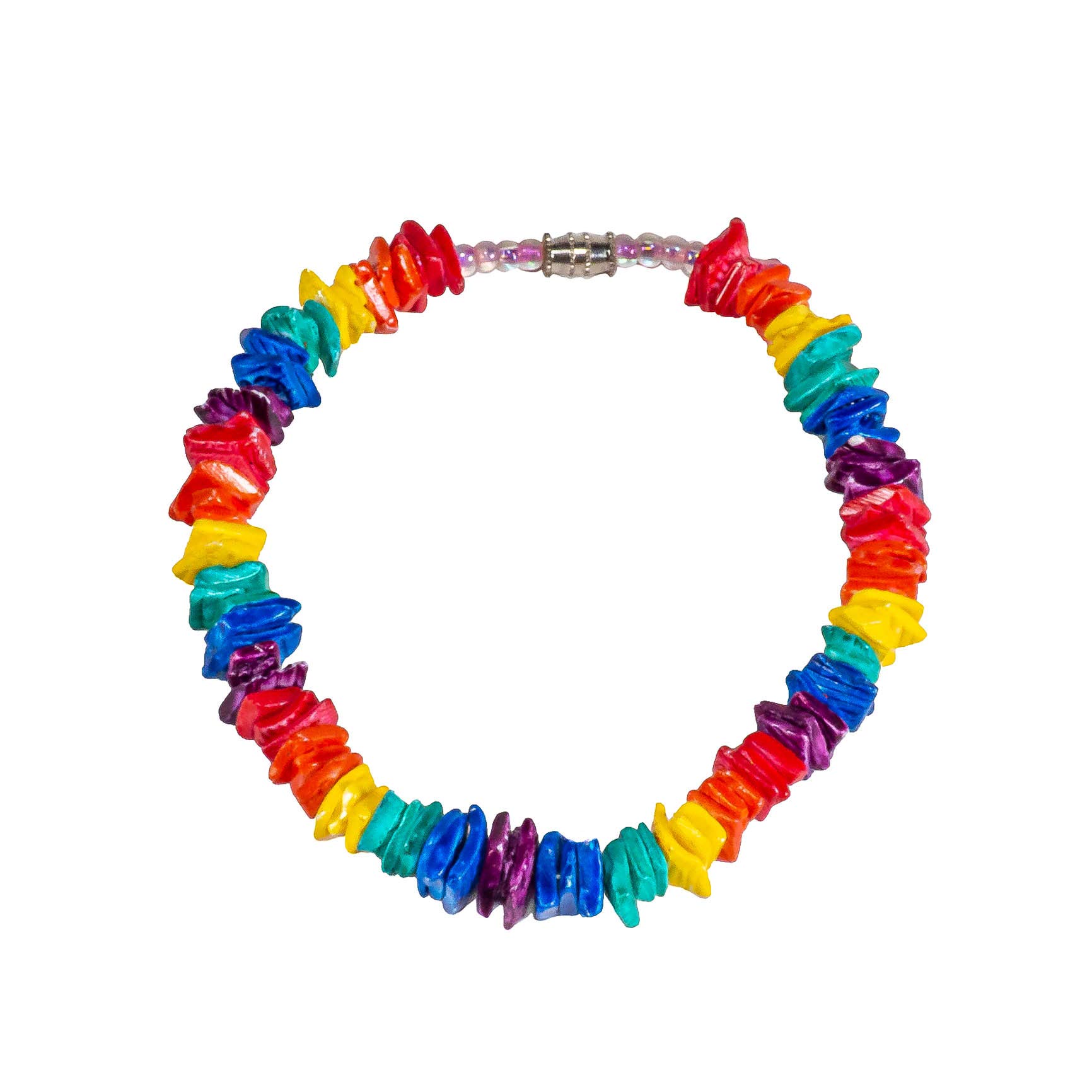 BlueRica Puka Shell Chips Necklace and Anklet Set - Natural Beach Shell Jewelry for Women, Boho Style Layered Necklace and Ankle Bracelet (Multi Color) - Perfect for Summer Vacation, Beach Party and Boho Fashion Accessories