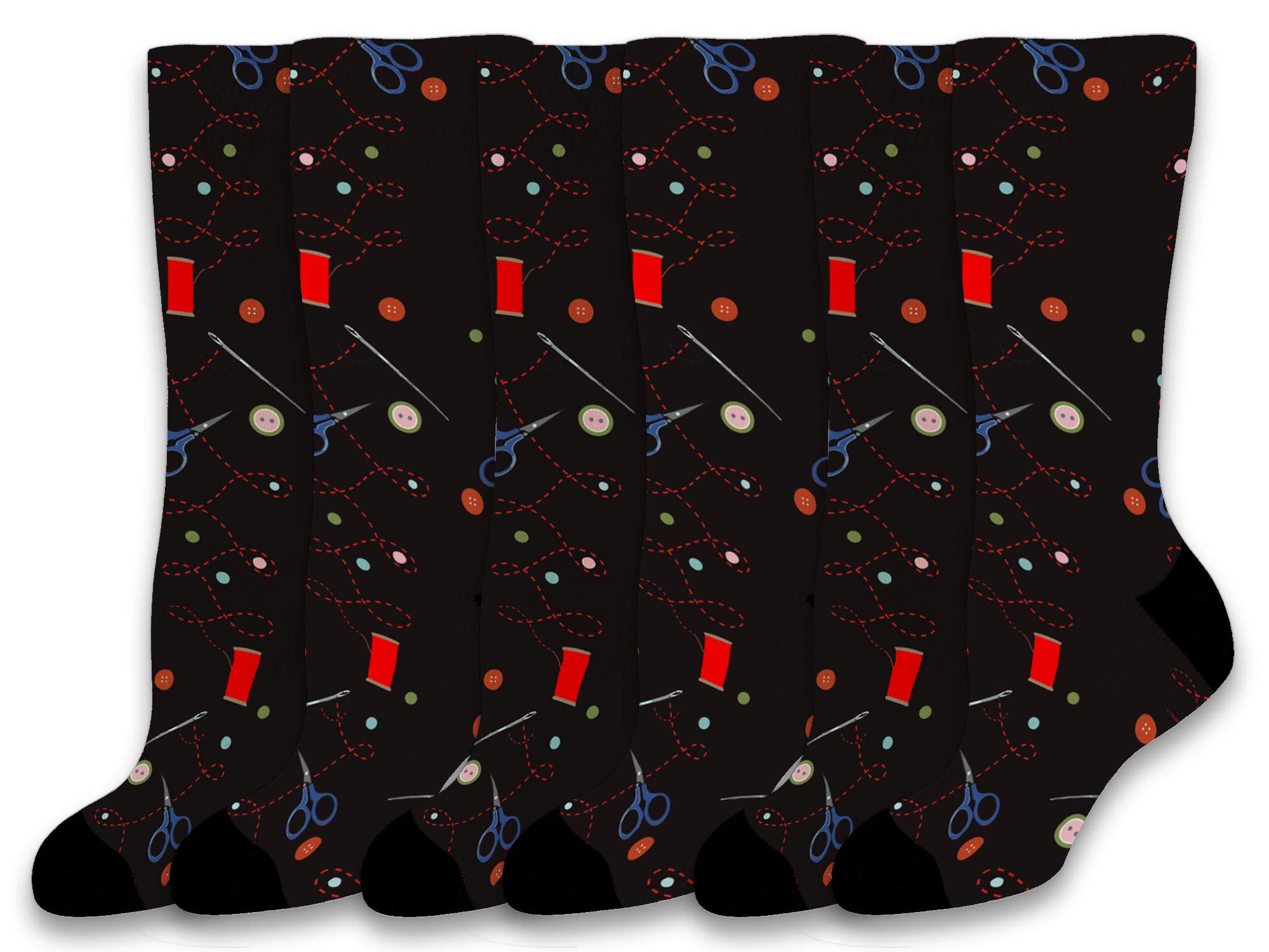 Quilter & Seamstress Gift Ideas - Sewing Themed Novelty Crew Socks - Perfect Sewing Accessories for Crafters & DIY Enthusiasts - Great for Sewing Classes, Quilting Parties & Creative Workshops