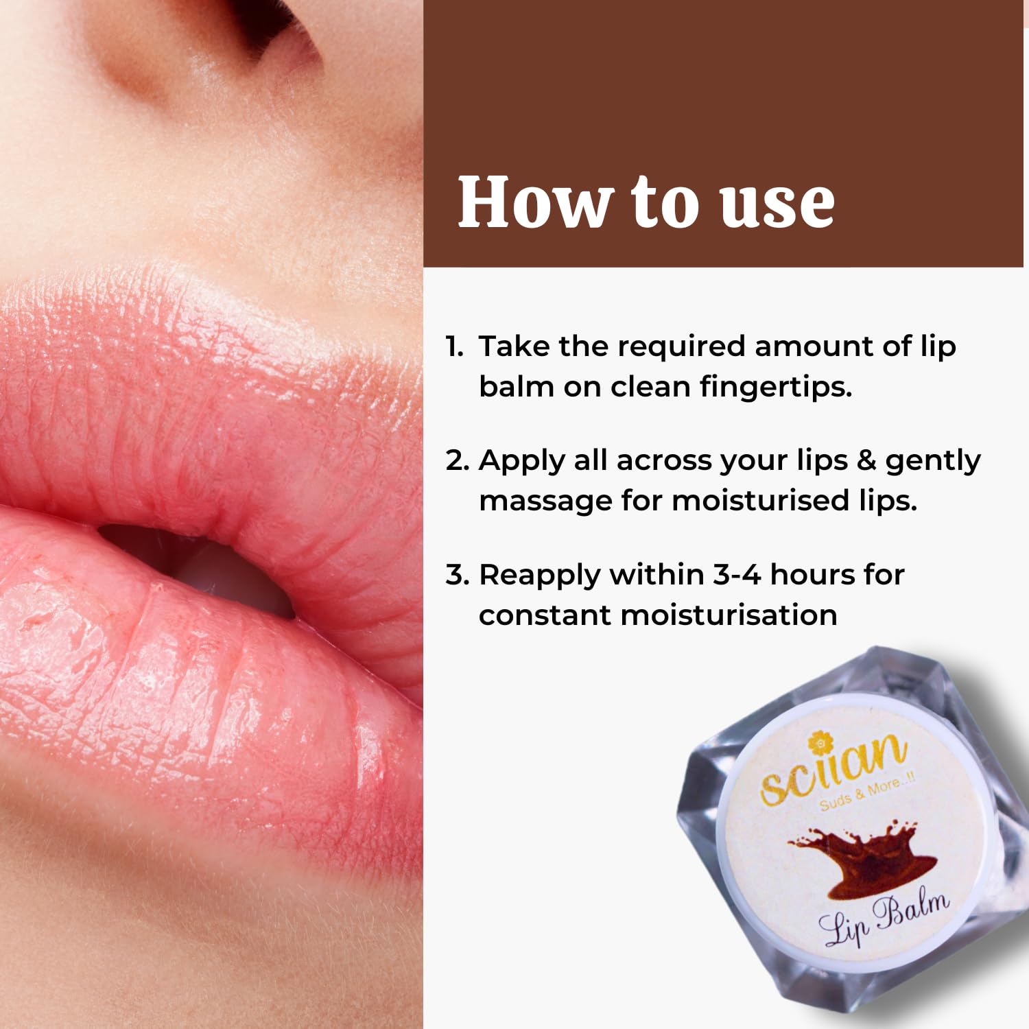 SCIIAN SPF Chocolate Lip Balm - 10gm Moisturizing & Hydrating Lip Care for Dry, Dark Lips | Natural Glow & Lightening Effect | Women's Lip Treatment | Perfect for Daily Use, Outdoor Activities & Makeup Prep