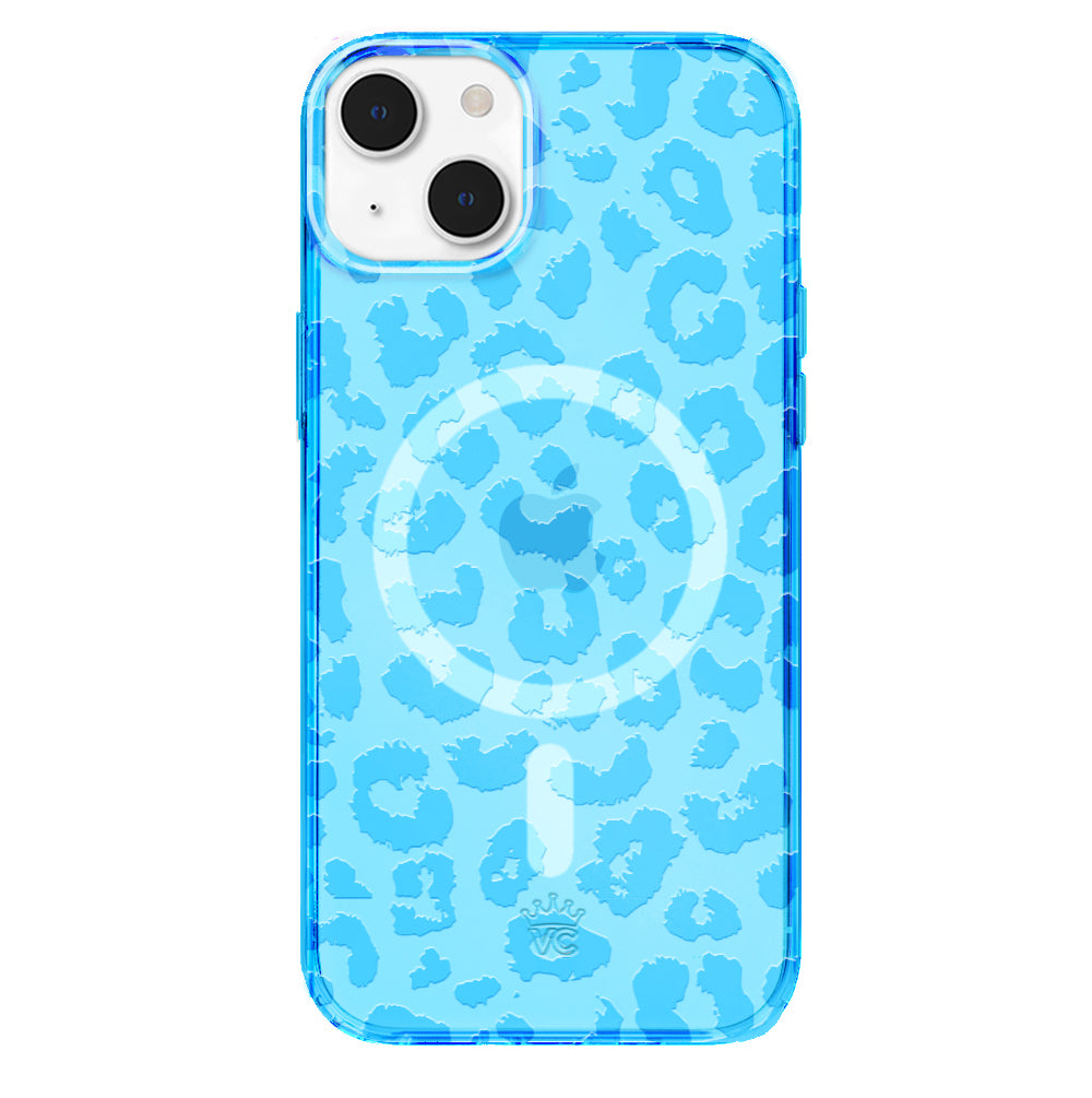 Aqua Blue Leopard Print iPhone Case - Stylish Protective Cover for iPhone 13/14/15 Pro Max | Durable Slim Fit Design for Everyday Use, Work & Travel