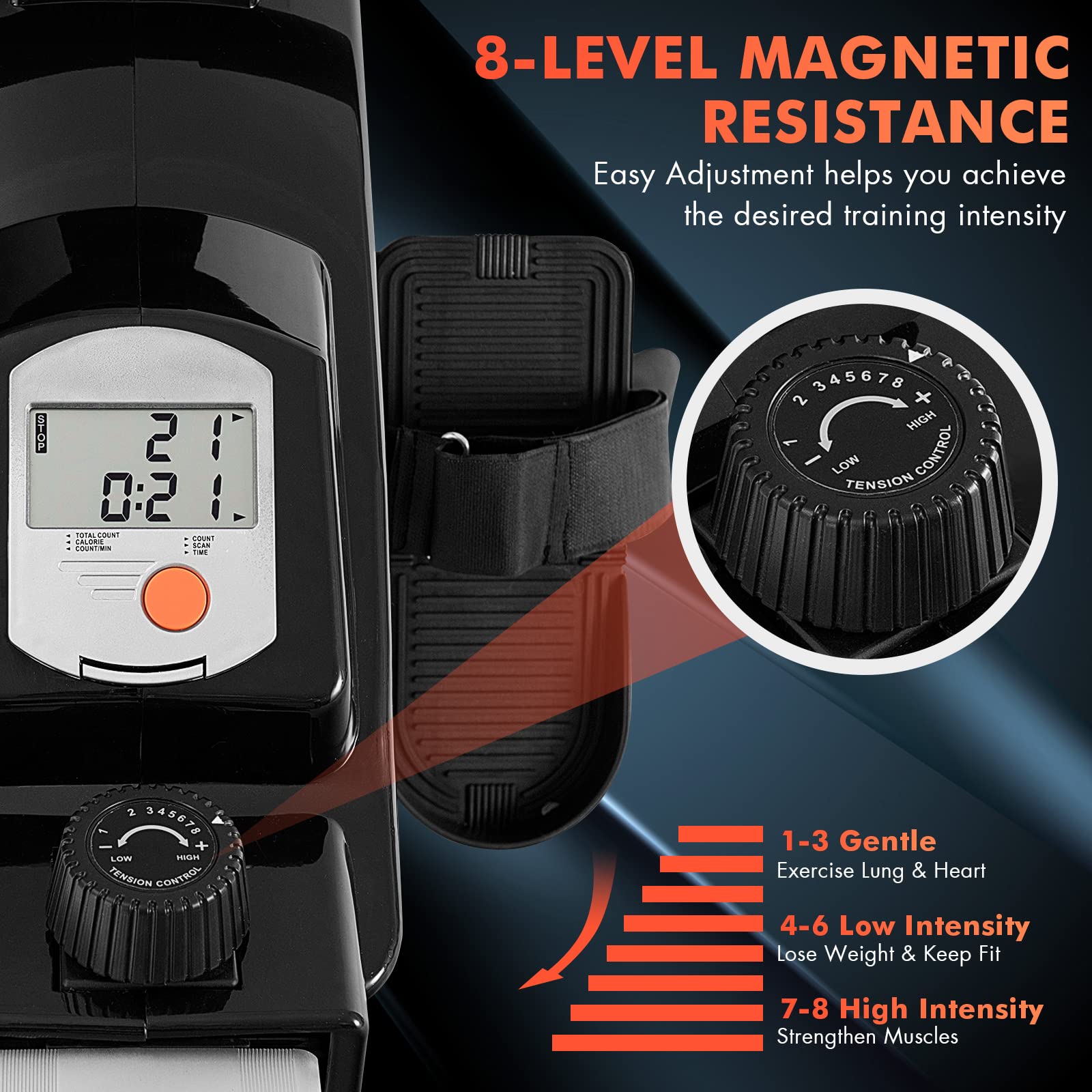 Premium Magnetic Rowing Machine for Home Gym - 8-Level Adjustable Resistance, LCD Monitor, Padded Seat & Tablet Holder - 330lbs Weight Capacity - Perfect for Cardio Workouts & Full-Body Training