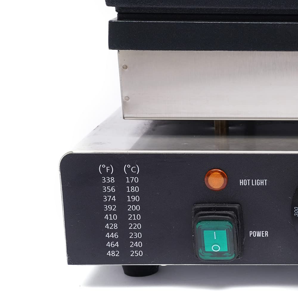 Commercial Waffle Maker 110V 2000W - Stainless Steel Electric Rotating Double-Head Waffle Iron for Perfect Square Waffles - Ideal for Tea Shops, Cafes, Bakeries & Breakfast Restaurants - Great for Making Belgian Waffles, Bubble Waffles & Desserts