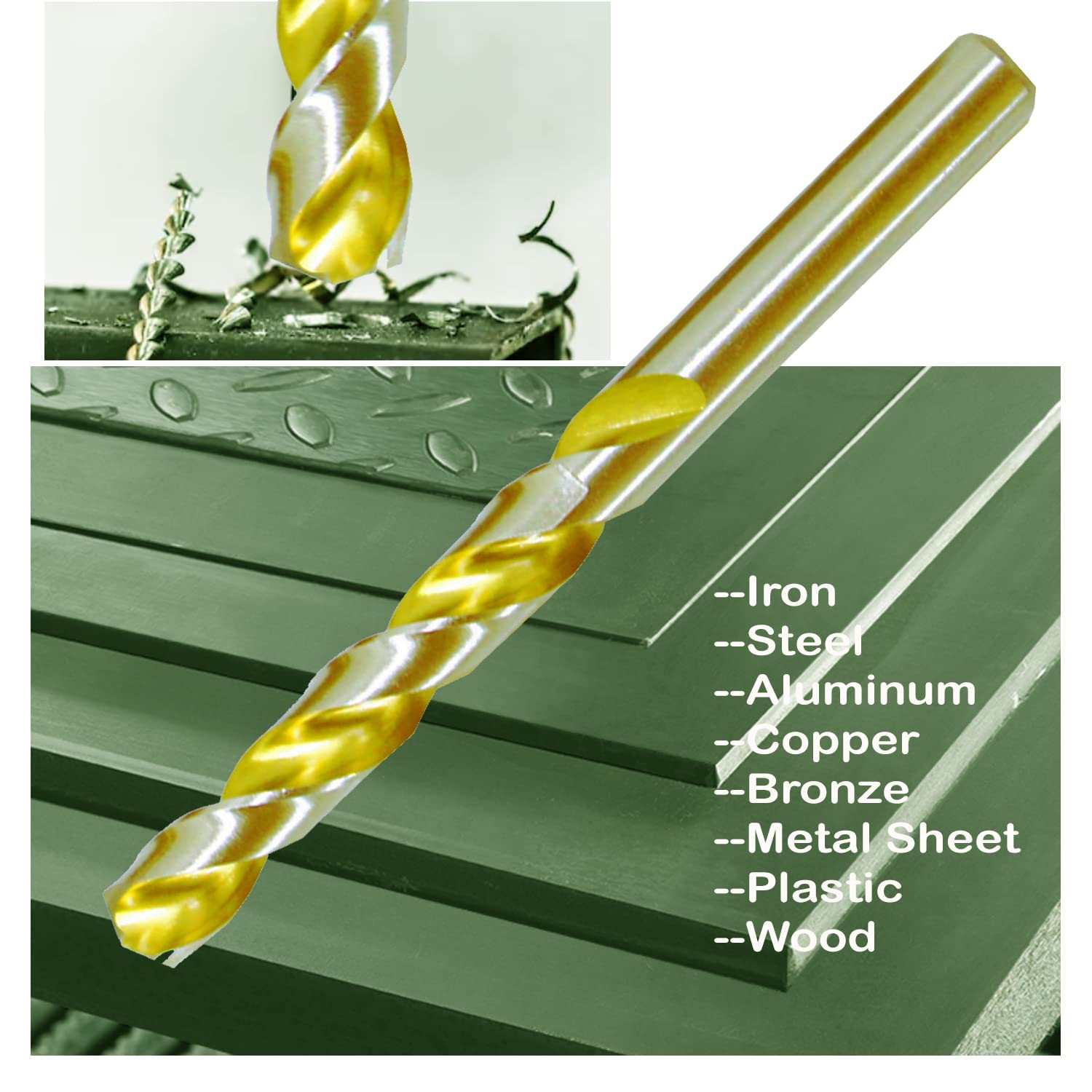 High-Speed Steel (HSS) Titanium Coated 31/64 Inch Twist Drill Bit Set - 5PCS Jobber Length for Metal, Steel, Iron & Woodworking - Perfect for DIY Projects, Home Repairs & Professional Use