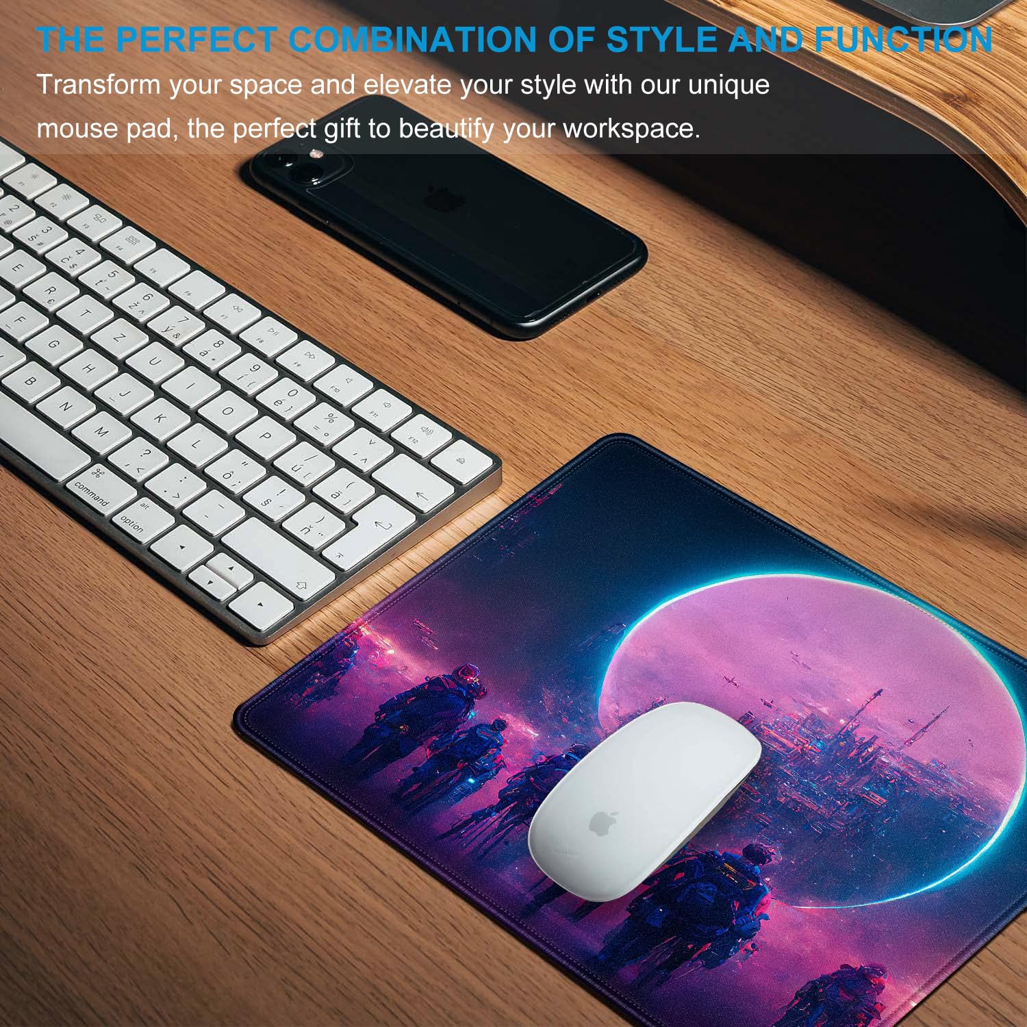 Large Sci-Fi Cyberpunk Art Mouse Pad 12x10 Inch - Non-Slip, Washable with Stitched Edges for Office, Computer & Laptop Use - Perfect for Gaming, Work & Home Office Setup