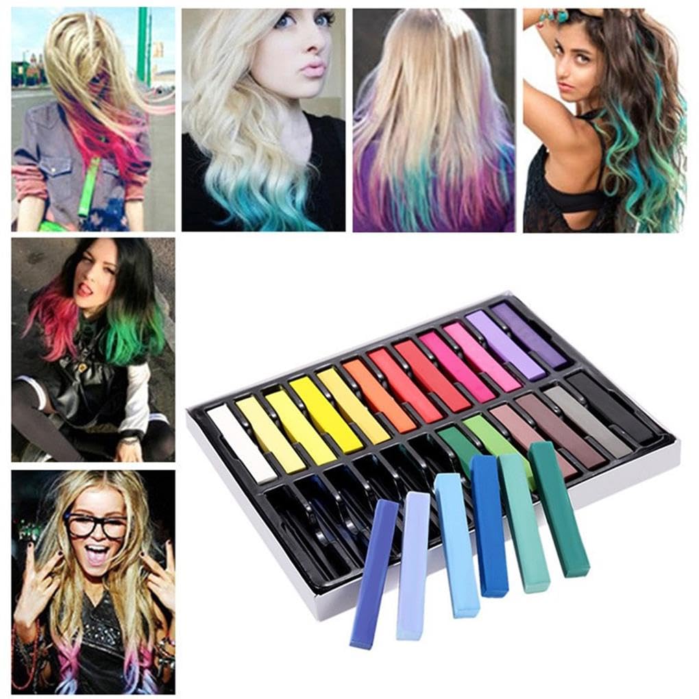 24 Colors Non-Toxic Temporary Hair Chalk Set - Soft Pastel Hair Dye for Women & Girls | Perfect for Parties, Festivals, Halloween & DIY Hair Styling