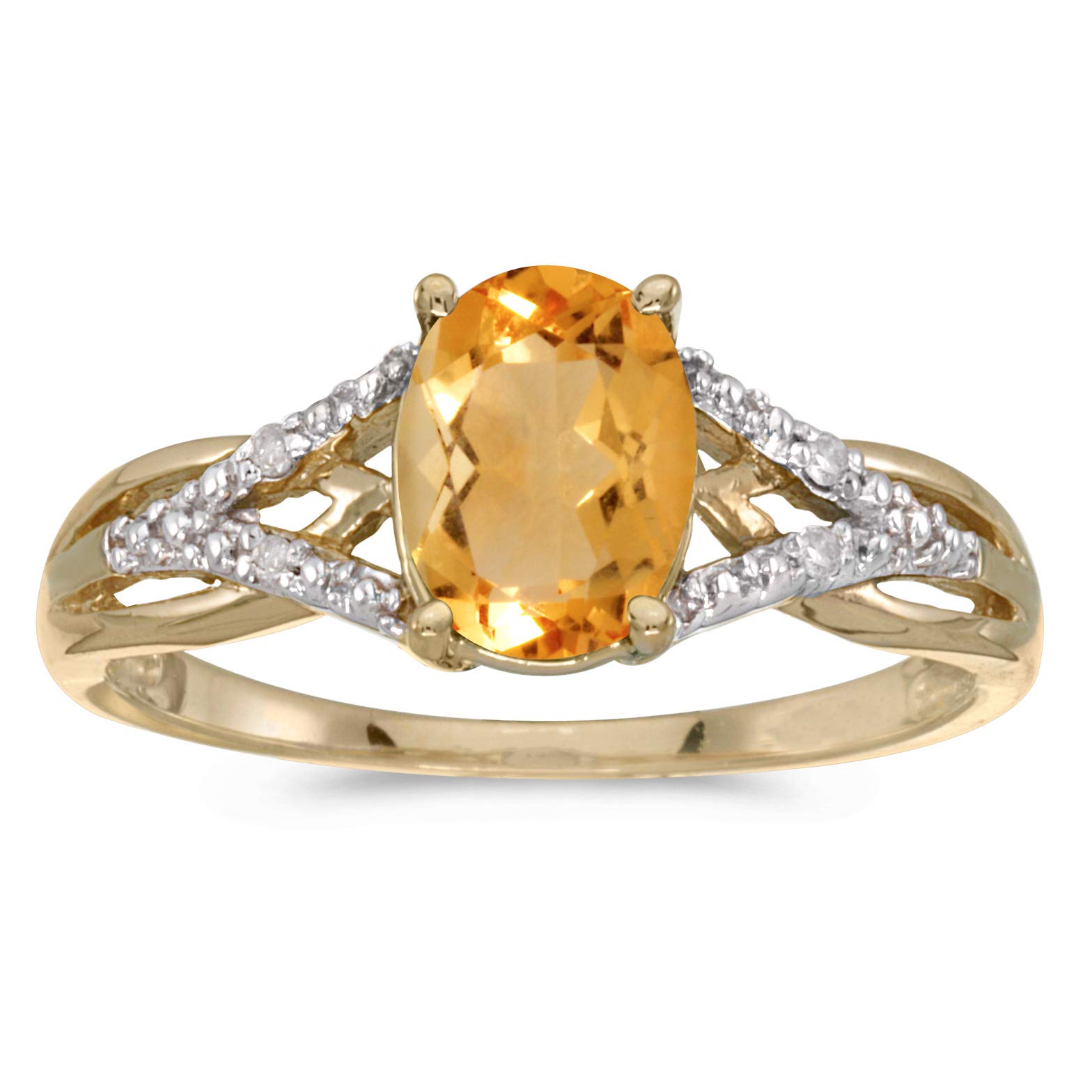 10K Yellow Gold Oval Citrine and Diamond Ring for Women – Elegant Birthstone Jewelry Gift for Birthday, Anniversary & Special Occasions