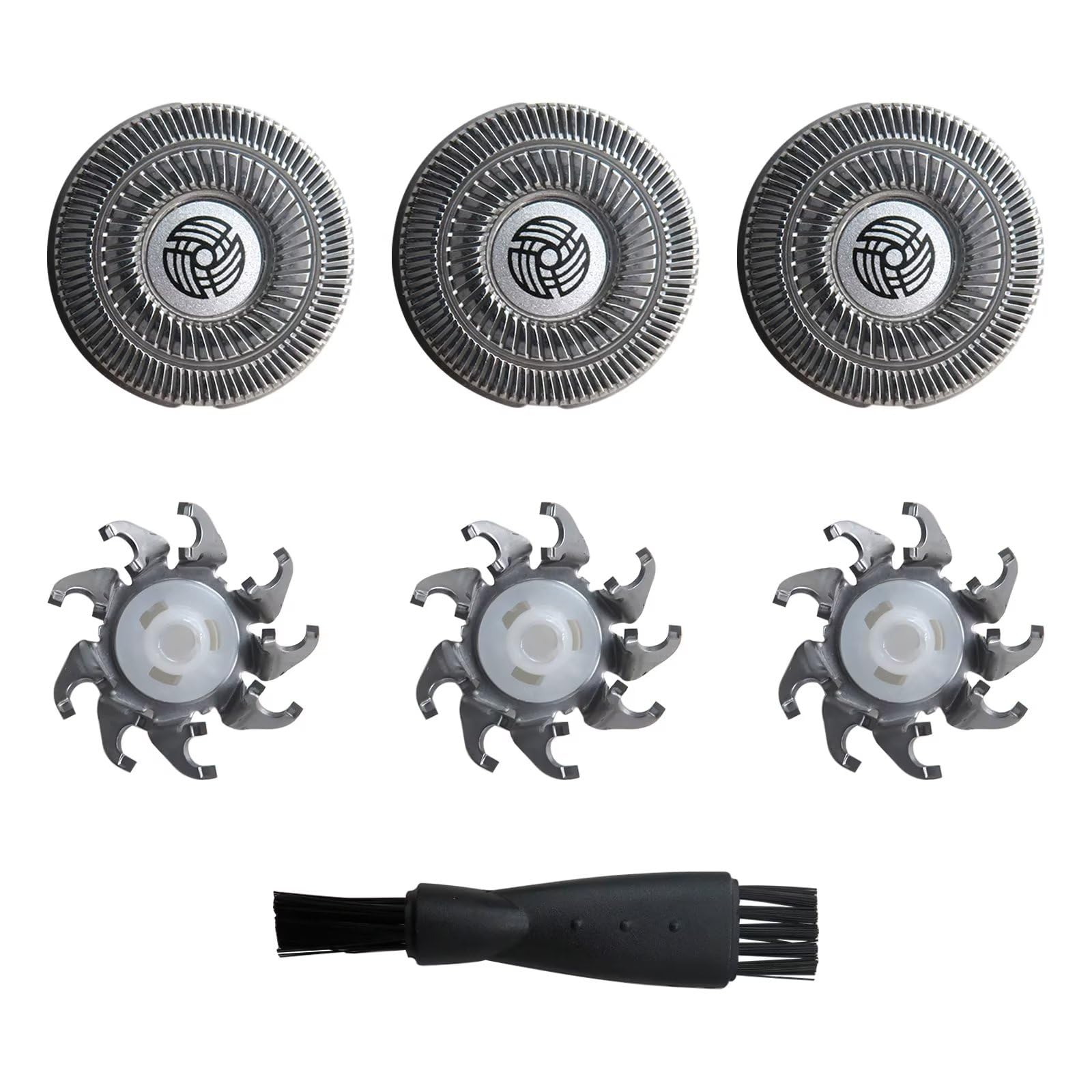 3-Pack SW-S7105 Replacement Shaver Heads & Blades for Philips Norelco Rotary Electric Razors - Waterproof Wet/Dry Use with Cleaning Brush - Ideal for Travel, Home & Gym Grooming