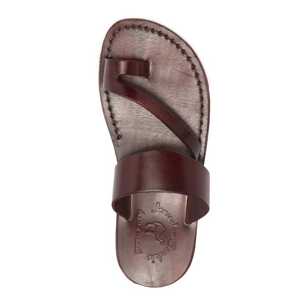 Zohar Men's Leather Toe Ring Sandals - Comfortable Bohemian Style Flip Flops for Beach, Pool, and Summer Outdoor Wear