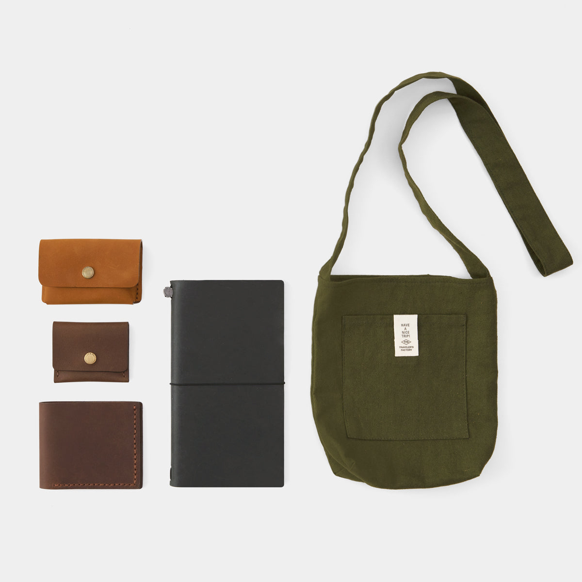 TRAVELER'S COMPANY Traveler's Factory Sacoche Olive - Premium Canvas Crossbody Bag for Travel, Work & Everyday Use