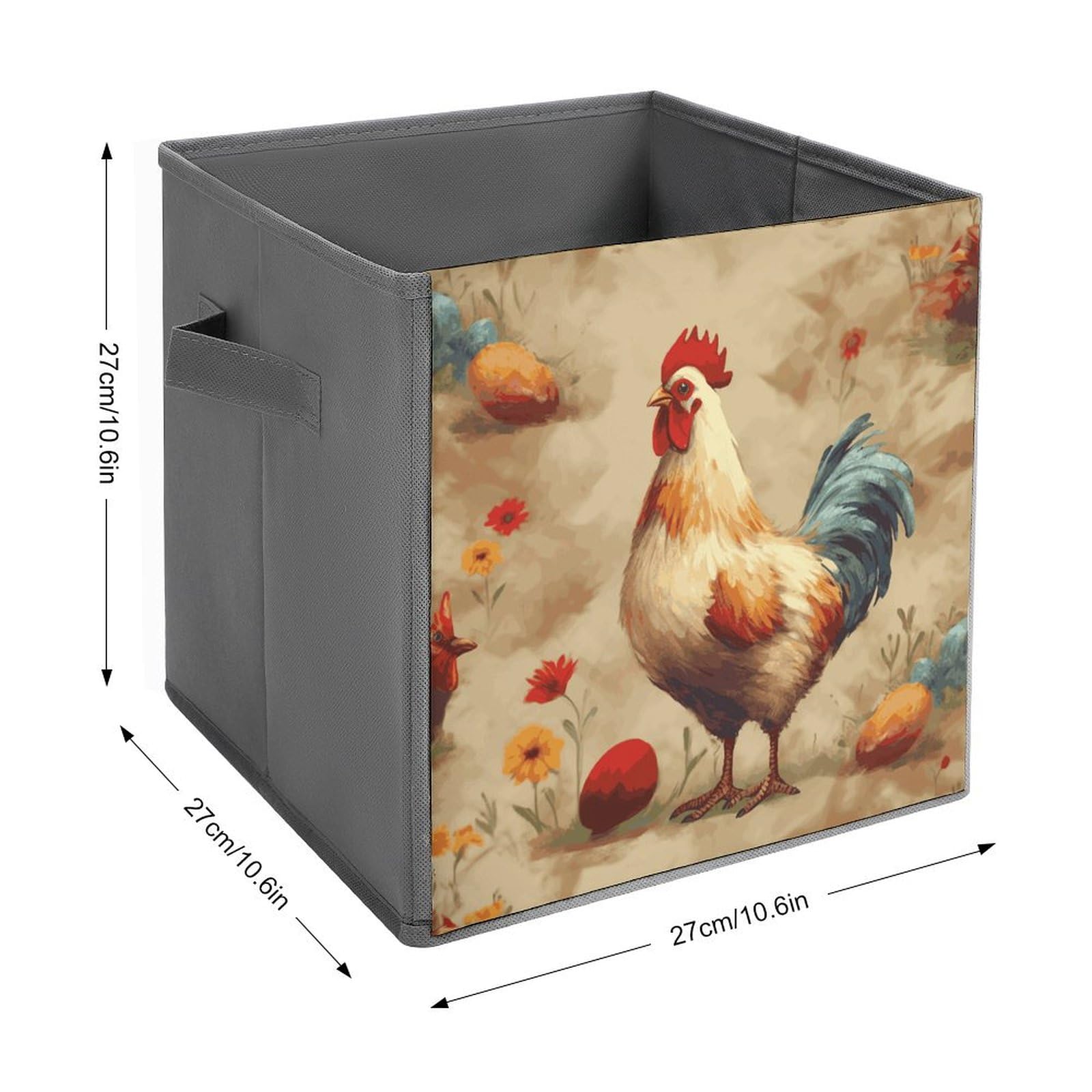 2-Pack Printed Chicken Art Storage Baskets & Bins - Decorative Home Organization Containers for Bedroom, Bathroom, and Closet Storage