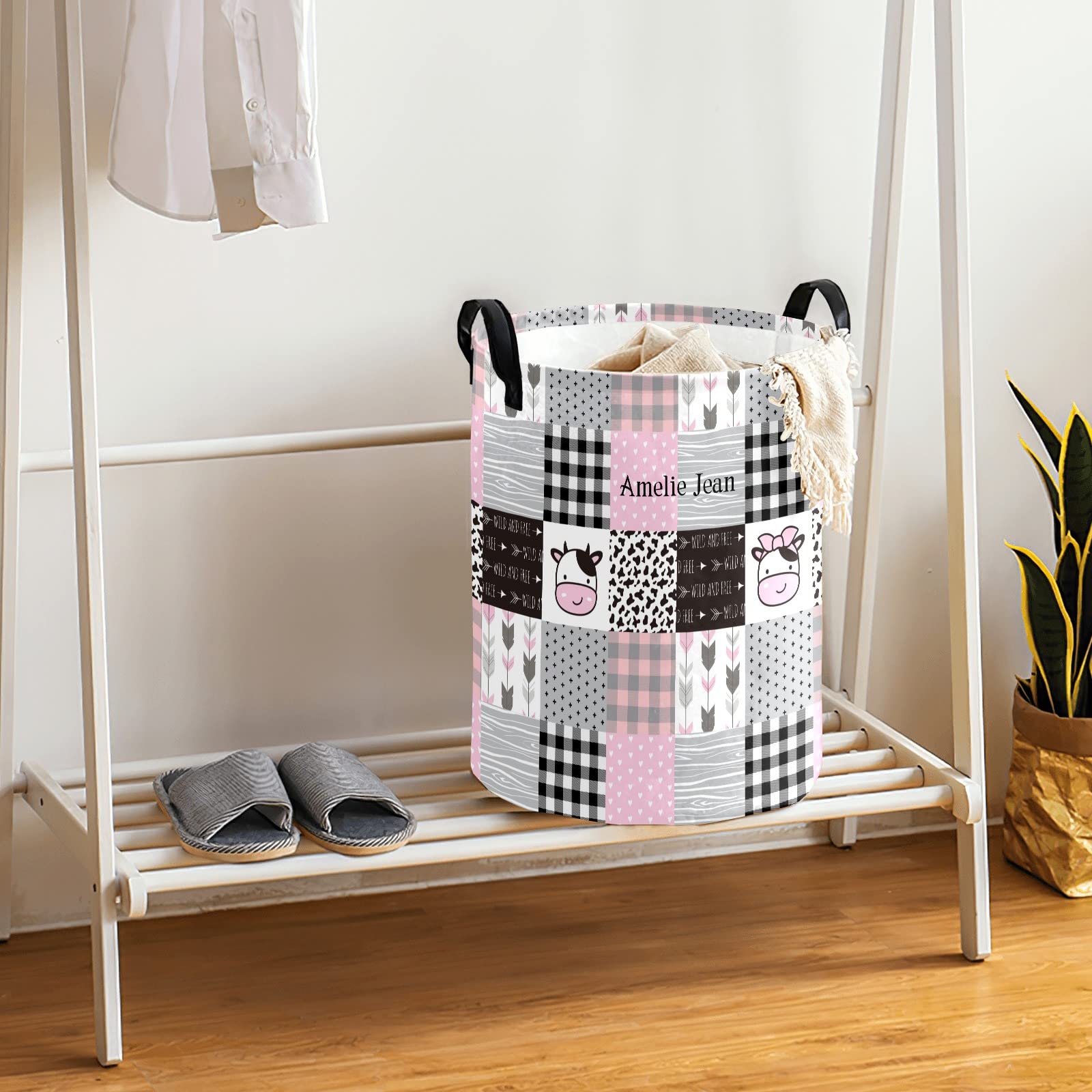 Cute Cows Patchwork Storage Bin - Waterproof Oxford Fabric Laundry Hamper, Toy Organizer & Gift Basket for Bedroom, Nursery & Home Organization | Perfect for Baby Clothes, Toys & Household Storage