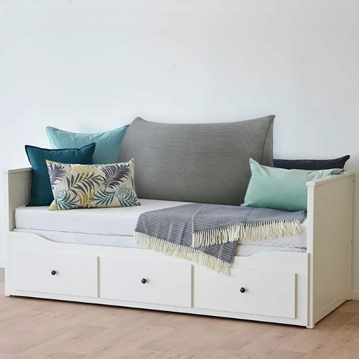 Johnear Large Wedge Pillow - Triangular Corduroy Headboard & Backrest Support Cushion for Sofa, Bed, Daybed - Perfect for Reading, Nursing & Positioning (Upholstered)