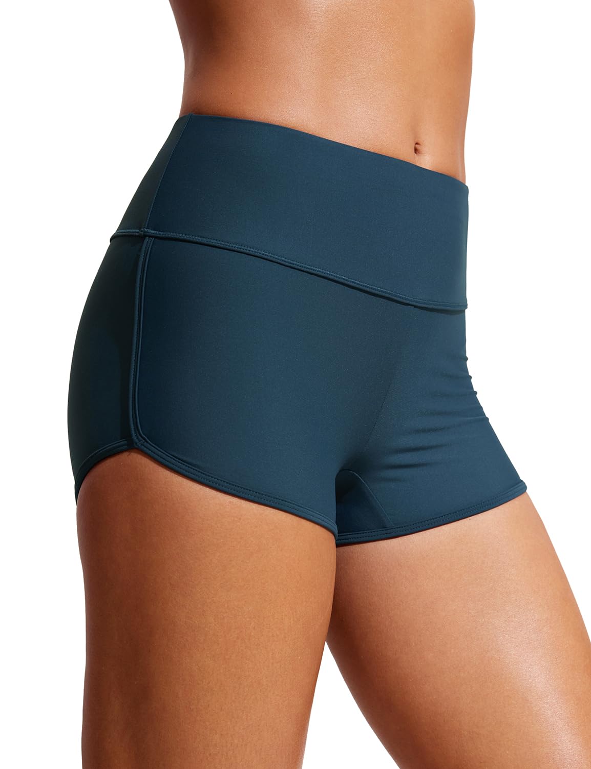 CRZ YOGA Women's 3 Inch High Waist Swim Board Shorts - Quick Dry Bathing Suit Bottoms with Liner - Perfect for Swimming, Surfing & Beach Activities