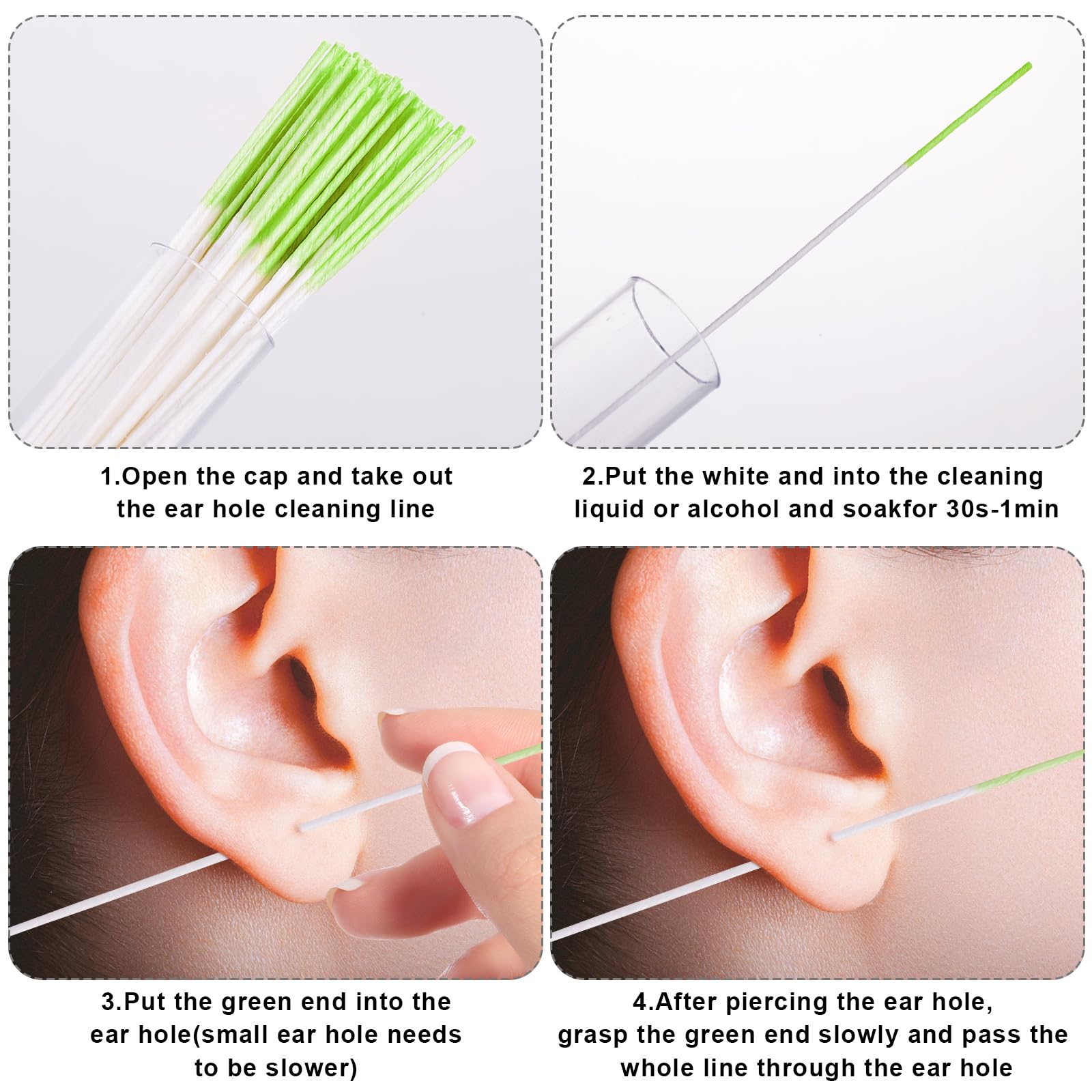 180pcs Disposable Ear Piercing Cleaning Floss - Ear Hole Cleaner Thread for Fresh & Healthy Pierced Ears - Perfect for Daily Aftercare, Jewelry Change & Piercing Maintenance (Hypoallergenic & Gentle)