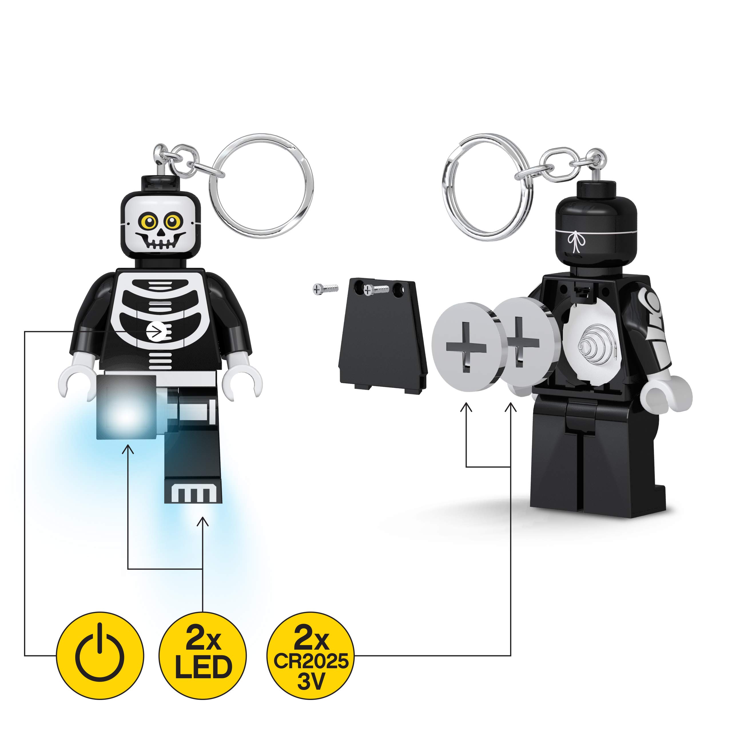 LEGO Monster Fighters 3-Inch Skeleton Guy Keychain Light - Glow in The Dark Collectible Toy for Halloween Decor, Cosplay & Backpack Accessories (KE137H)