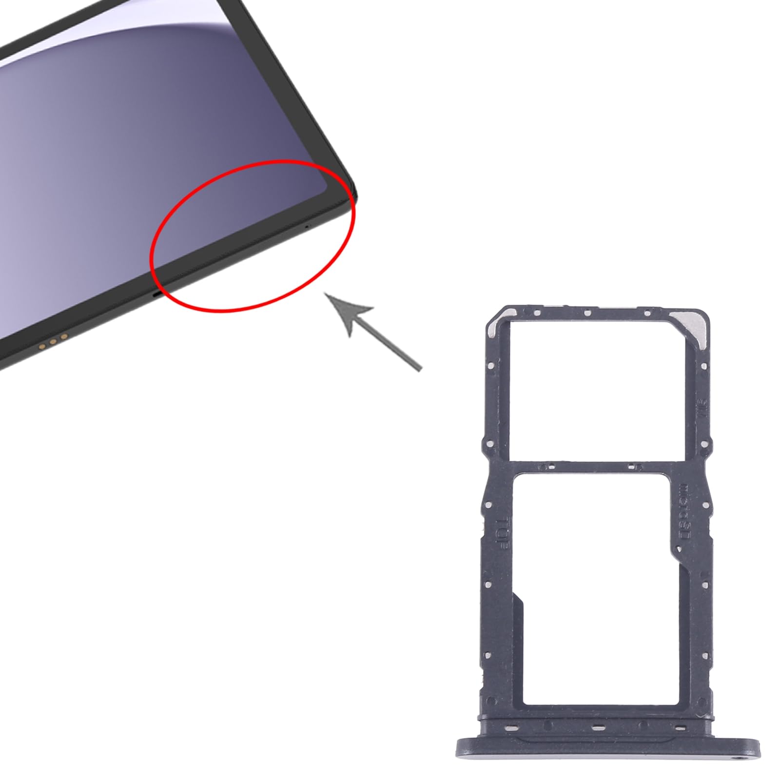 Original SIM Card Tray + Micro SD Card Tray Holder Slot Replacement for Samsung Galaxy Tab A9+ 5G SM-X215 (Black) - Perfect for Data Storage Expansion & SIM Card Replacement - Ideal for Travel, Work & Entertainment Use