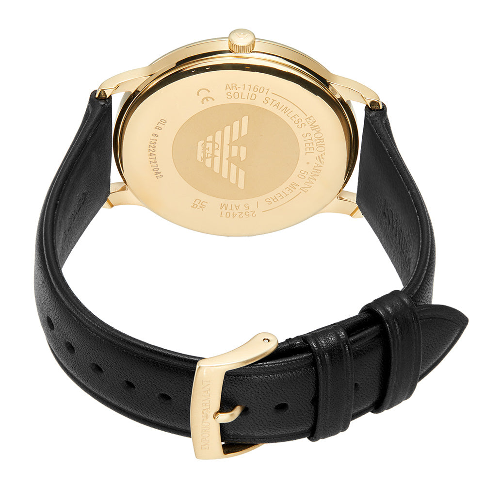 Emporio Armani AR11601 Minimalist Men's Leather Strap Watch - Luxury Analog Wristwatch for Business, Casual & Formal Occasions