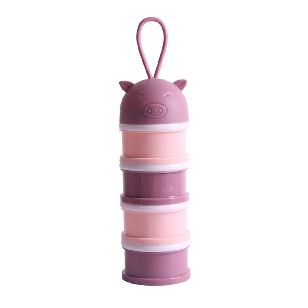 4-Layer Portable Baby Formula Dispenser Bottle - Cute Pig Design for Travel & On-The-Go Feeding | BPA-Free Milk Powder Container for Infants | Perfect for Diaper Bags, Strollers & Outdoor Activities