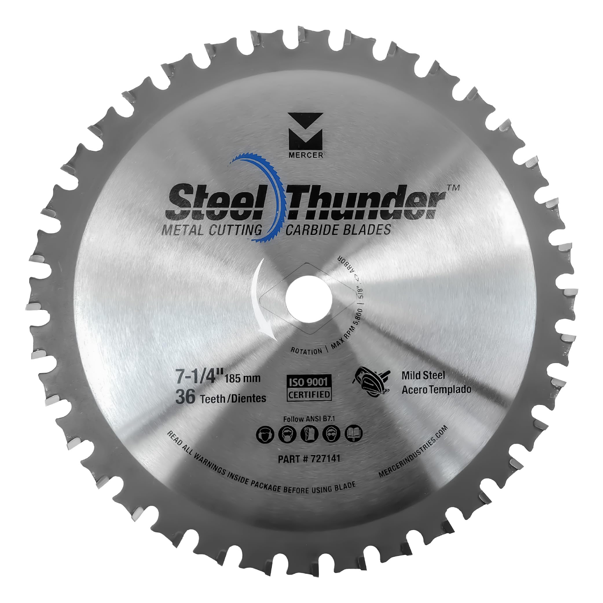Mercer Industries 727141 36-Tooth C-6 Carbide Blade for Mild Steel - 7-1/4