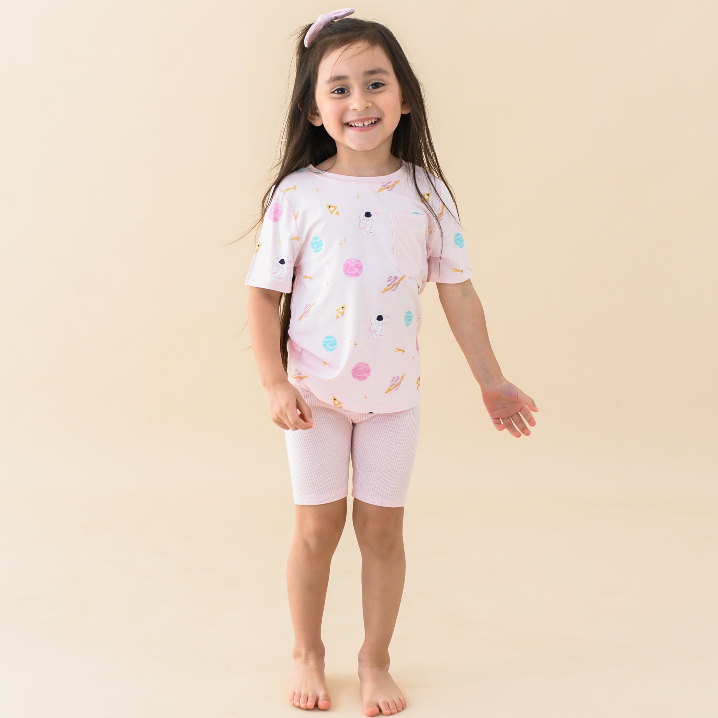 Soft Cotton Toddler Crew Neck T-Shirt - Sakura Space Print | Comfortable Kids Tee for Playtime & Everyday Wear
