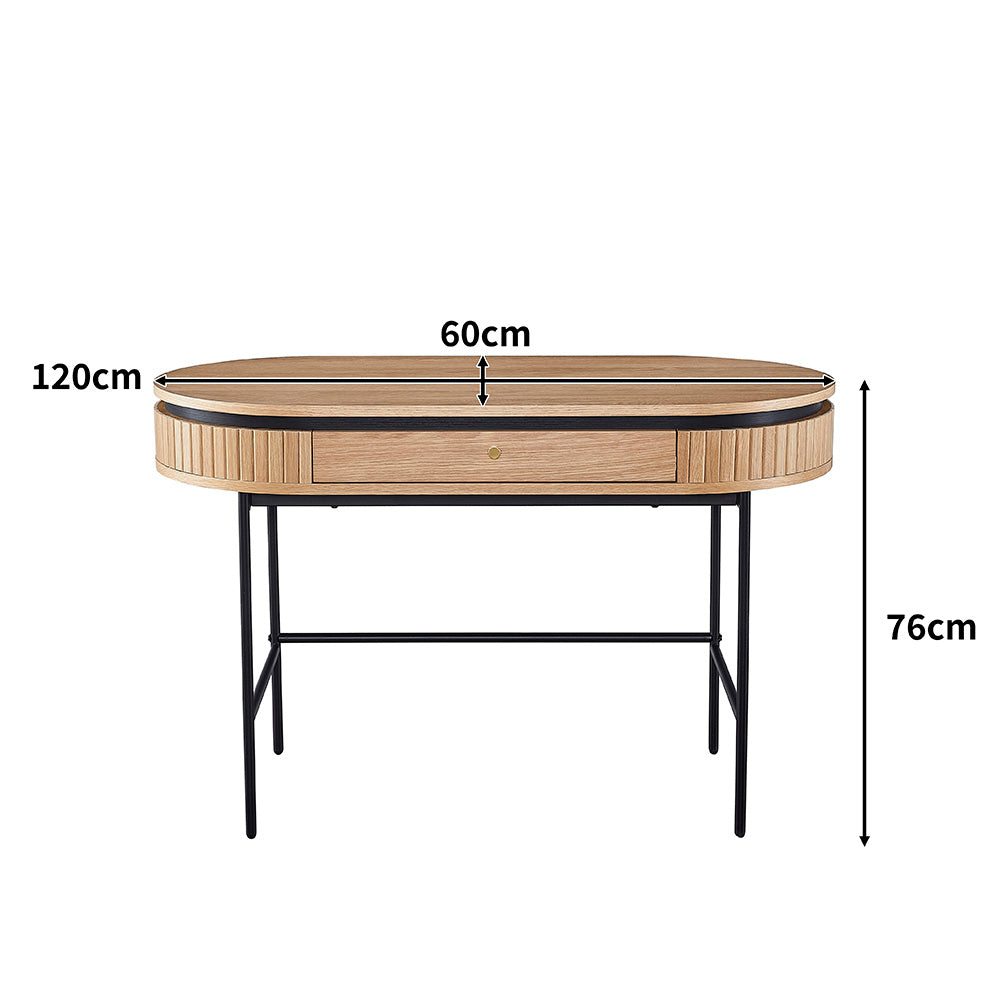 KAIDAN 47 Inch Study Desk - Solid Oak Wood & Black Metal Frame - Perfect for Home Office, Dorm Room, or Small Space Workstation