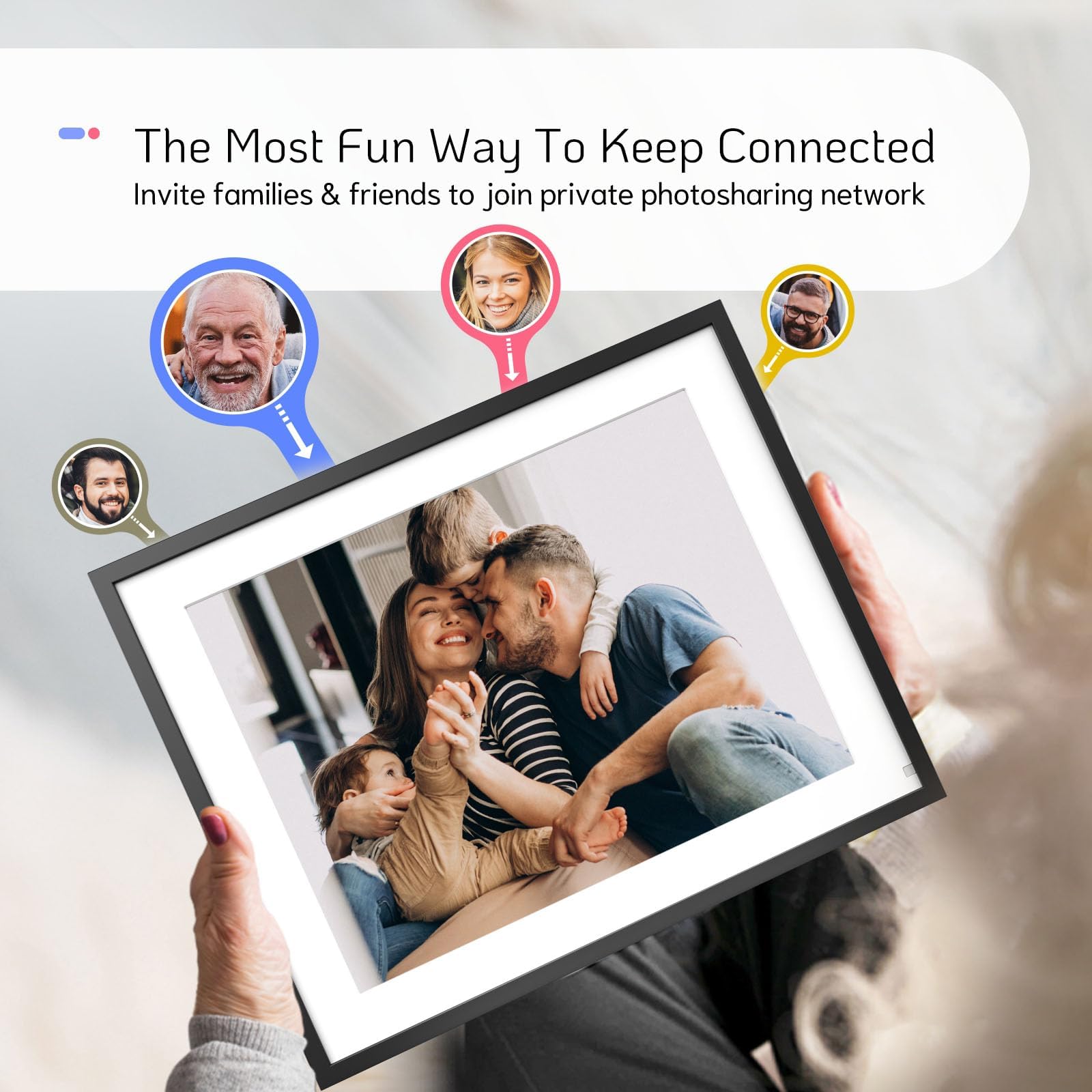 NexFoto 16.2 Inch 32GB WiFi Digital Photo Frame - Large HD IPS Touch Screen Display with Remote Control, Auto-Rotate, App & Email Sharing - Perfect Gift for Mom, Dad, Family - Ideal for Home Decor, Office Display, and Special Occasions