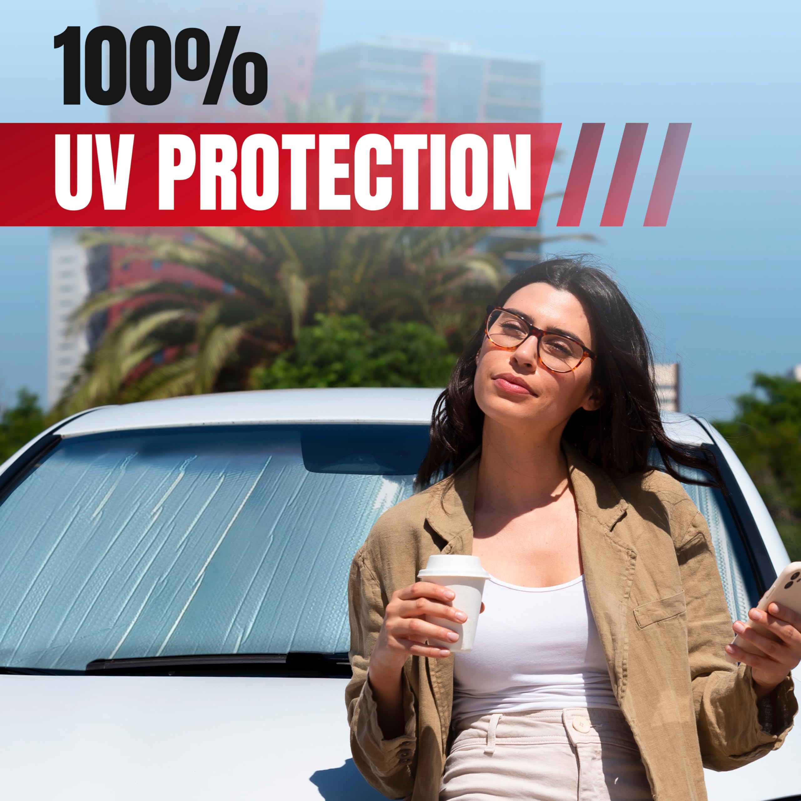 Autotech Park Custom-Fit Sunshade for 2022-2025 Ford Maverick Front Windshield - UV Protection Car Sun Shade for Summer Heat & Glare Reduction