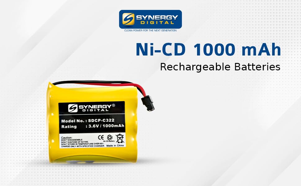 Synergy Digital Cordless Phone Battery - 3.6V 1000mAh Ni-CD Replacement Battery for Radio Shack 23-895 Cordless Phones | Long-Lasting Power for Home & Office Communication