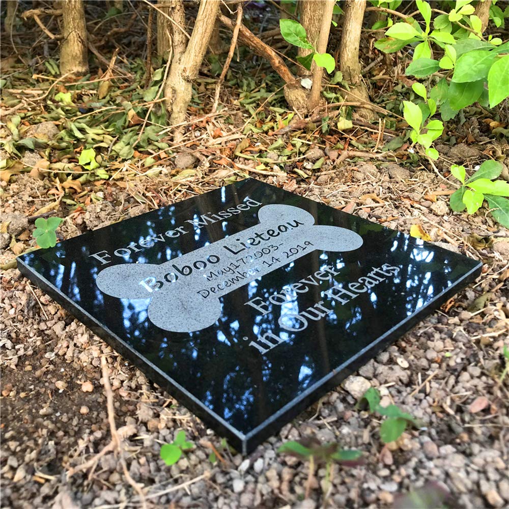Personalized Aveena Granite Dog Memorial Stones - Custom Pet Headstones & Garden Grave Markers with Bone Pattern (5