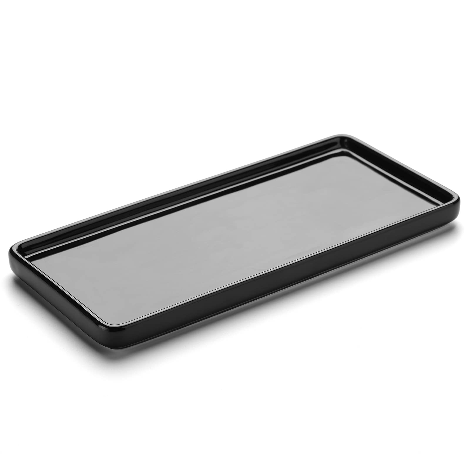 Gurygo 6 Inch Ceramic Bathroom Vanity Tray - Small Soap Dish Organizer for Countertop, Bathtub & Kitchen - Elegant Black Bath Accessories for Home Decor & Spa Relaxation