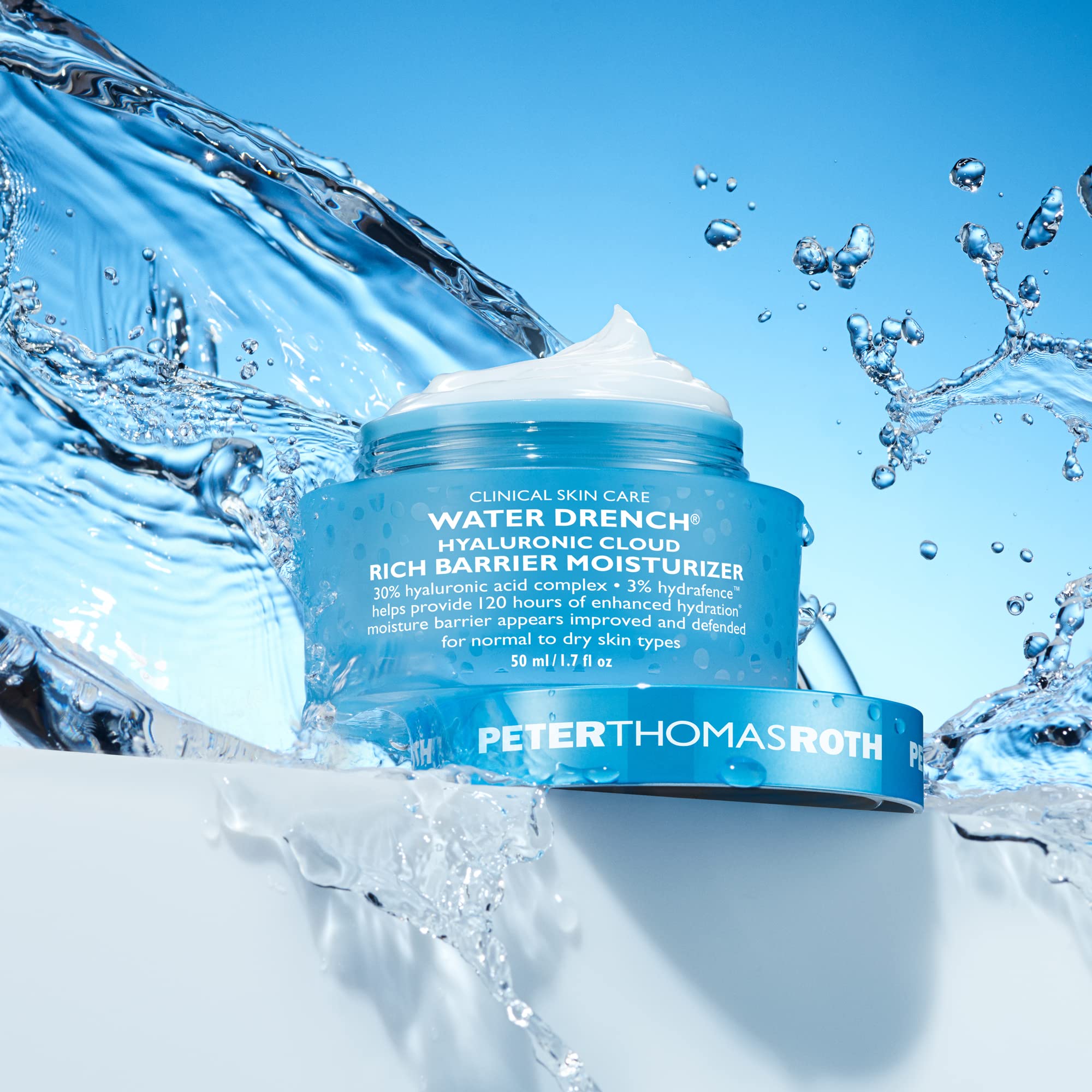 Peter Thomas Roth Water Drench® Hyaluronic Cloud Rich Barrier Moisturizer - Hydrating Face Cream with Hyaluronic Acid for Dry Skin, Skin Barrier Repair - Perfect for Daily Skincare Routine & Nighttime Hydration