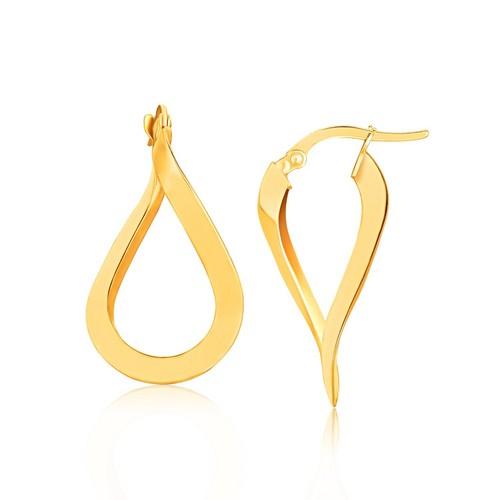 14K Yellow Gold Flat Polished Twisted Hoop Earrings for Women - Elegant Everyday & Party Jewelry - Dainty Huggie Hoops for Gifts & Special Occasions