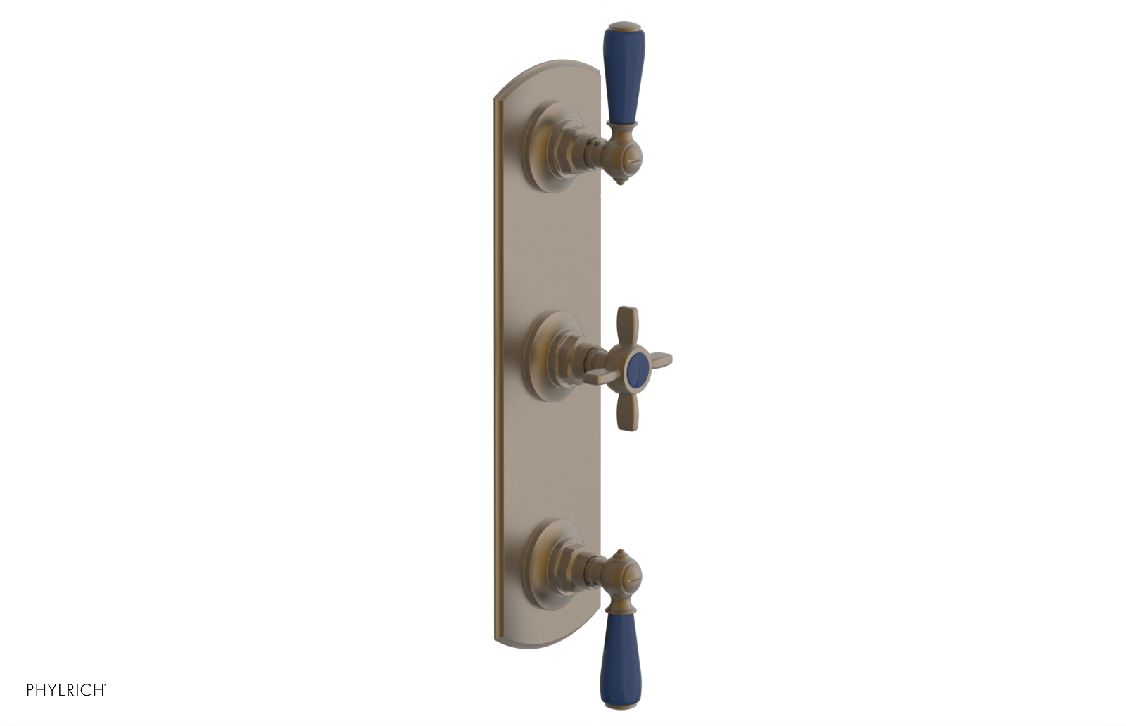 Jamestown Thermostatic Shower Valve with Dual Volume Control - Navy Blue Accents (Model 4-740) for Modern Bathroom & Spa Experience