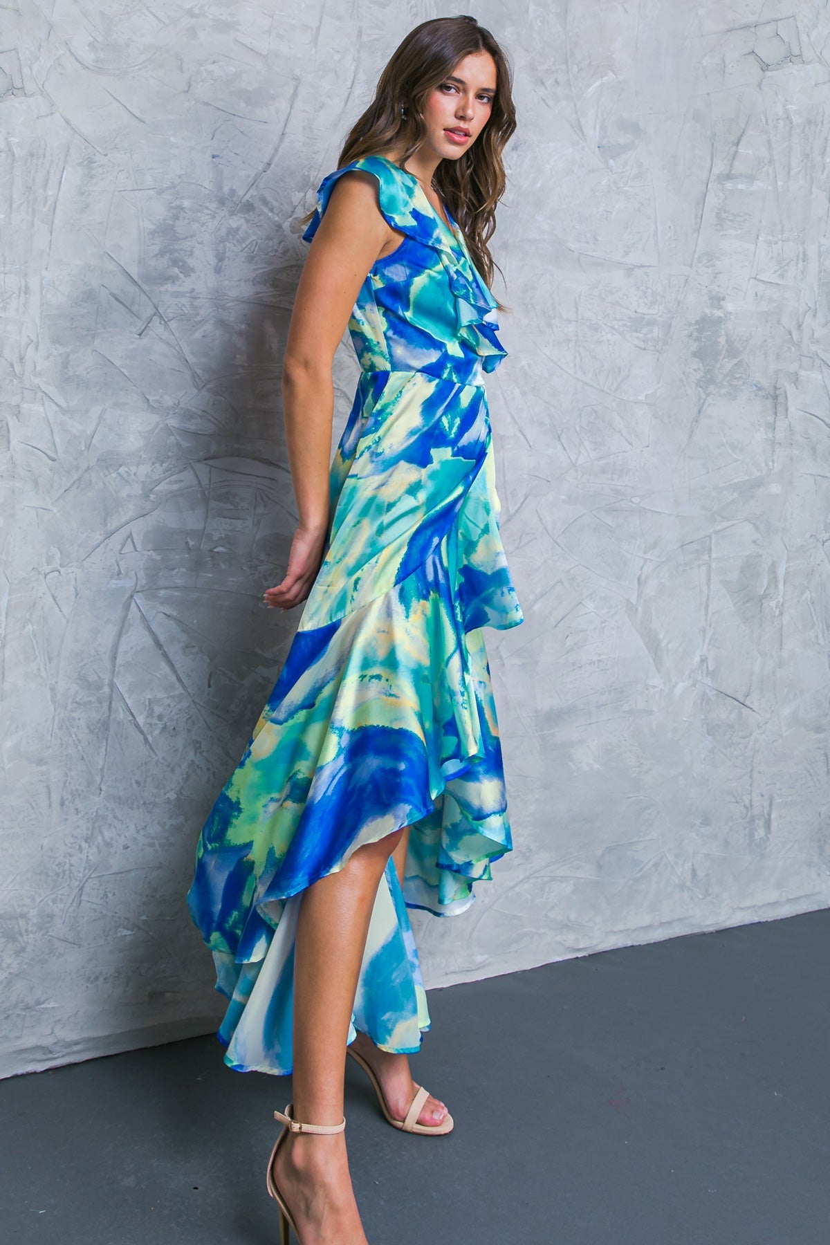 LA BABE Satin High Low Maxi Dress - Elegant Evening Gown for Women, Perfect for Prom, Party & Wedding - Fashionable Formal Dress for Special Occasions