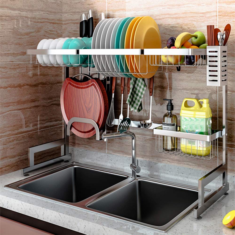 Premium Stainless Steel Dish Drying Rack for Kitchen Sink | Space-Saving Utensil Holder & Countertop Organizer | Fits Sinks Up to 33.5 Inches | Perfect for Small Kitchens, Apartments & RV Living
