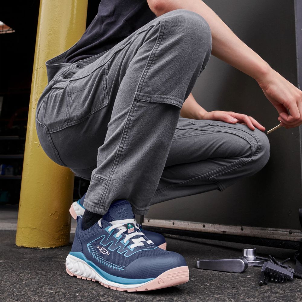 Keen Arvada Women's Composite Toe Athletic Work Shoes - Lightweight & Slip-Resistant Safety Shoes for Women - Blue (Model 1027682) - Perfect for Construction, Warehouse & Outdoor Work