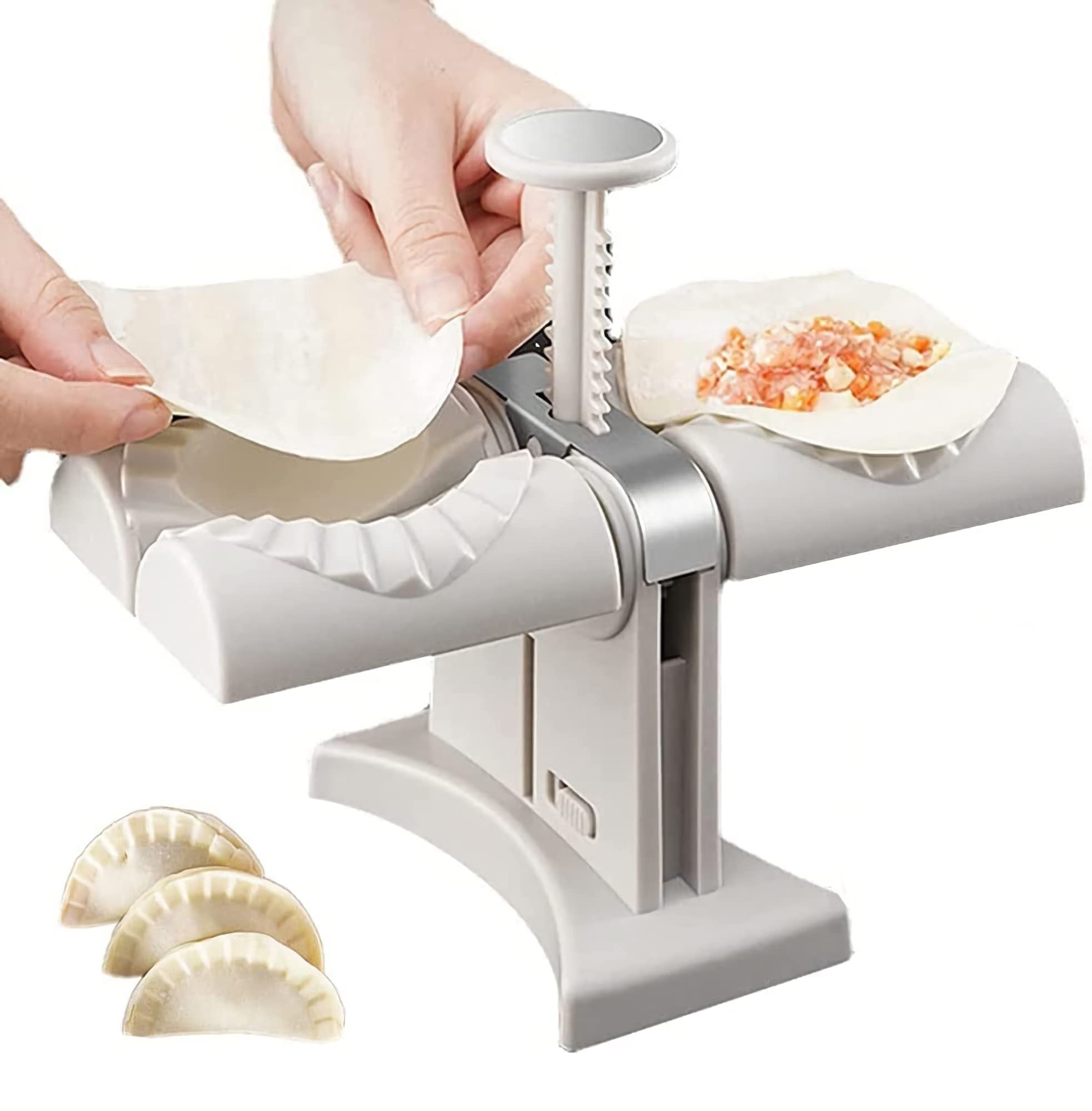 Stainless Steel Double Head Automatic Dumpling Maker - ABS Safe Dumpling Mould for Easy Homemade Dumplings | Perfect for Asian Cuisine, Family Cooking & Kitchen Accessories