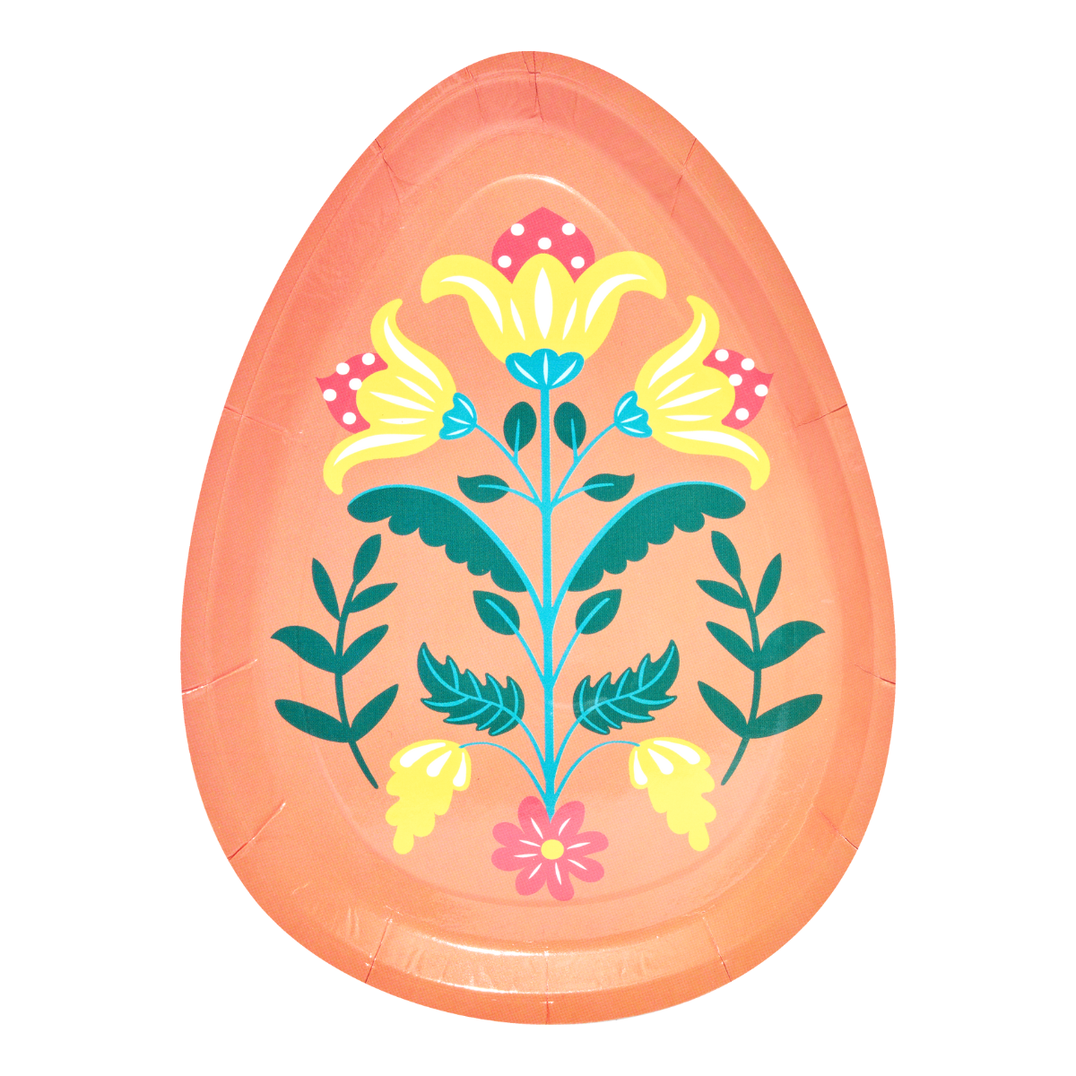 Easter Egg Die-Cut Salad Plates - Set of 8 | Folklore-Inspired Party Dinnerware for Easter Brunch & Spring Celebrations