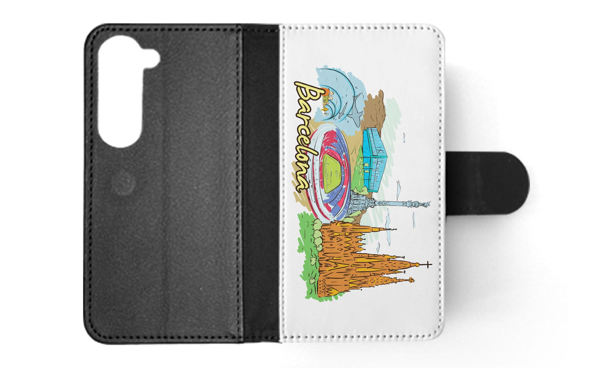 Foxercases Barcelona Spain Flip Wallet Phone Case for Samsung Galaxy S23 - Slim Protective Cover with Card Slots & Kickstand for Daily Use & Travel